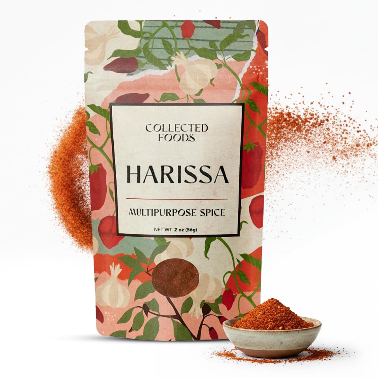 Collected Foods Premium Moroccan Harissa Spice Mix: Authentic Harissa Spice Mix Powder, Handmade Harissa Seasoning - Unique Small Batch Blend - 2 Oz (1 Pack