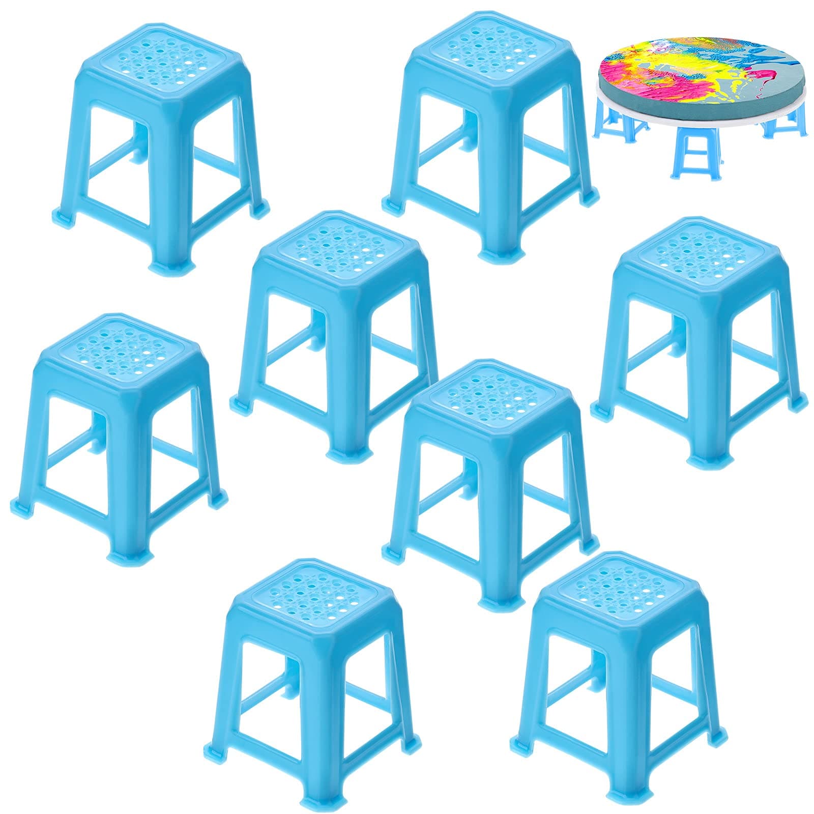 Yookeer8 Pieces Canvas Stands Paint Stands for Painting Mini Canvas Feet Risers Canvas Support Stands for Fluid Acrylic Pouring Paint Supplies (Blue)