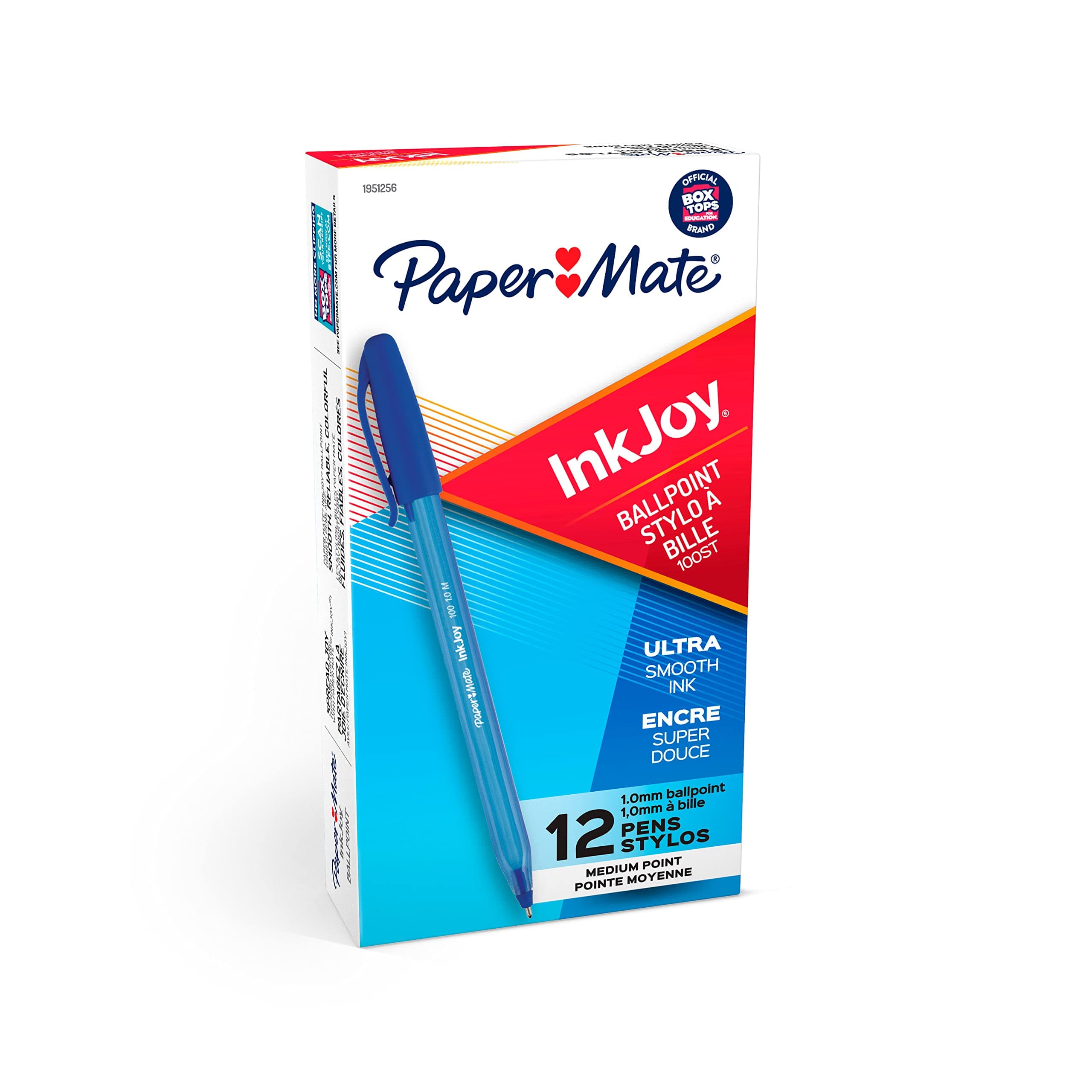 Paper Mate InkJoy 100ST Ballpoint Pens, (1.0mm ) Medium Point, Blue, Box of 12 (1951256)