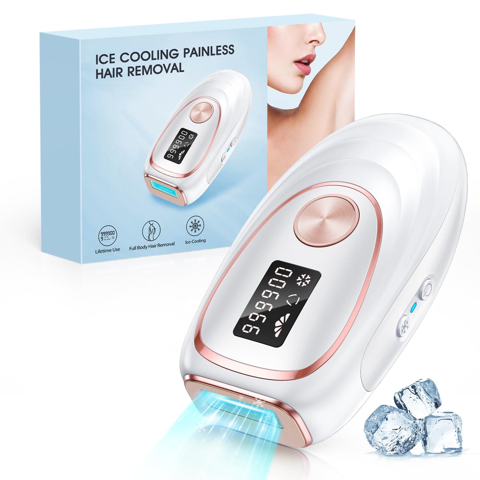 Laser Hair Removal with Cooling, at-Home IPL Hair Removal for Women Men, Upgraded to 999,900 Flashes Permanent Hair Removal Device on Facial Legs Arms Bikini Line