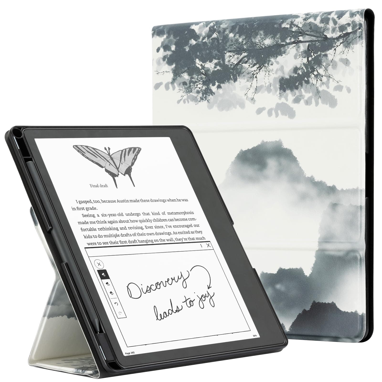 CoBak Stand Case for Kindle Scribe - Premium Folio Leather Cover with Pen Holder, Auto Sleep/Wake - Compatible with 10.2 Inch Kindle Scribe (2022/2024 Release)