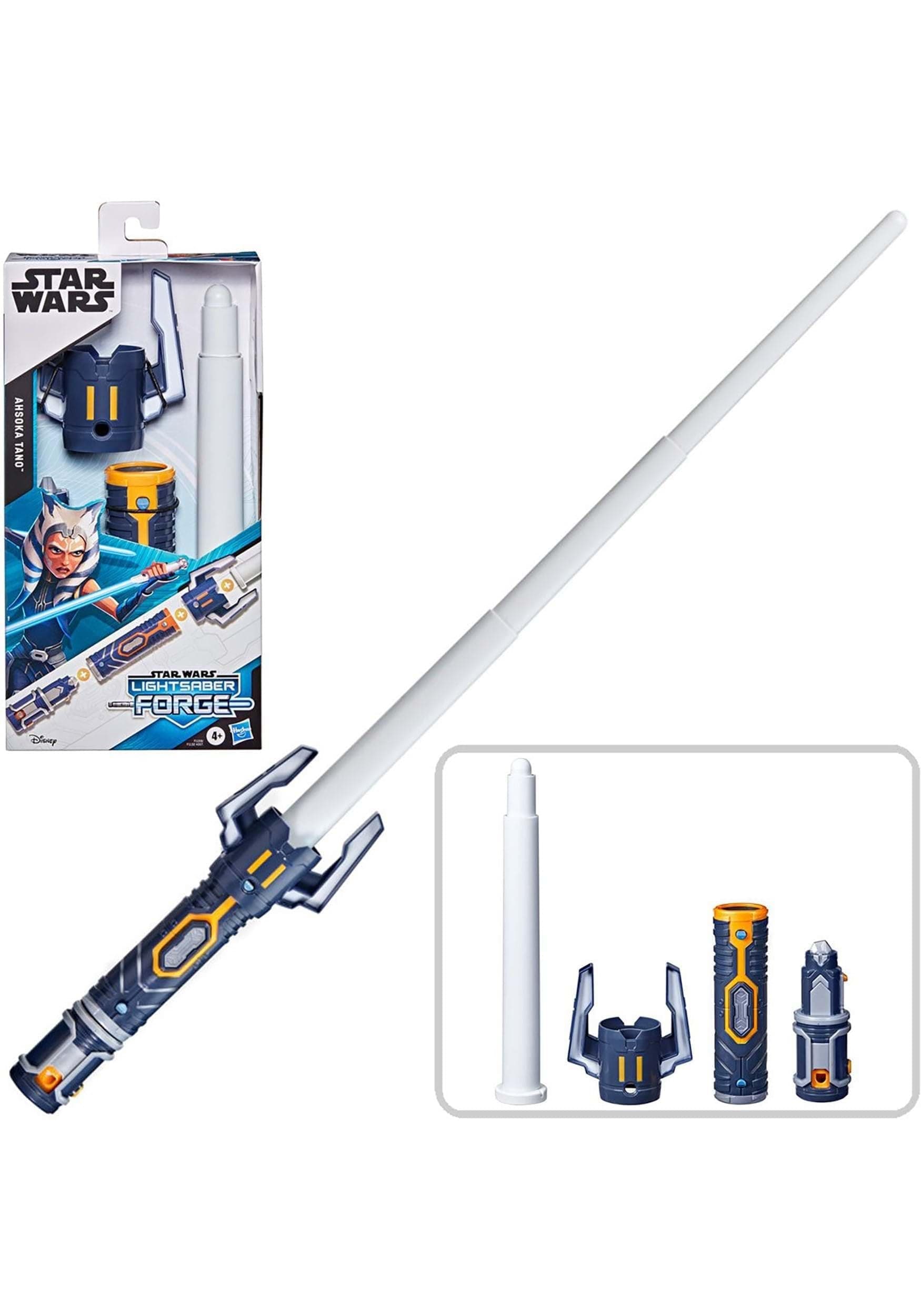 STAR WARS Lightsaber Forge Ahsoka Tano Extendable White Lightsaber Toy, Customizable Roleplay Toy for Kids Ages 4 and Up