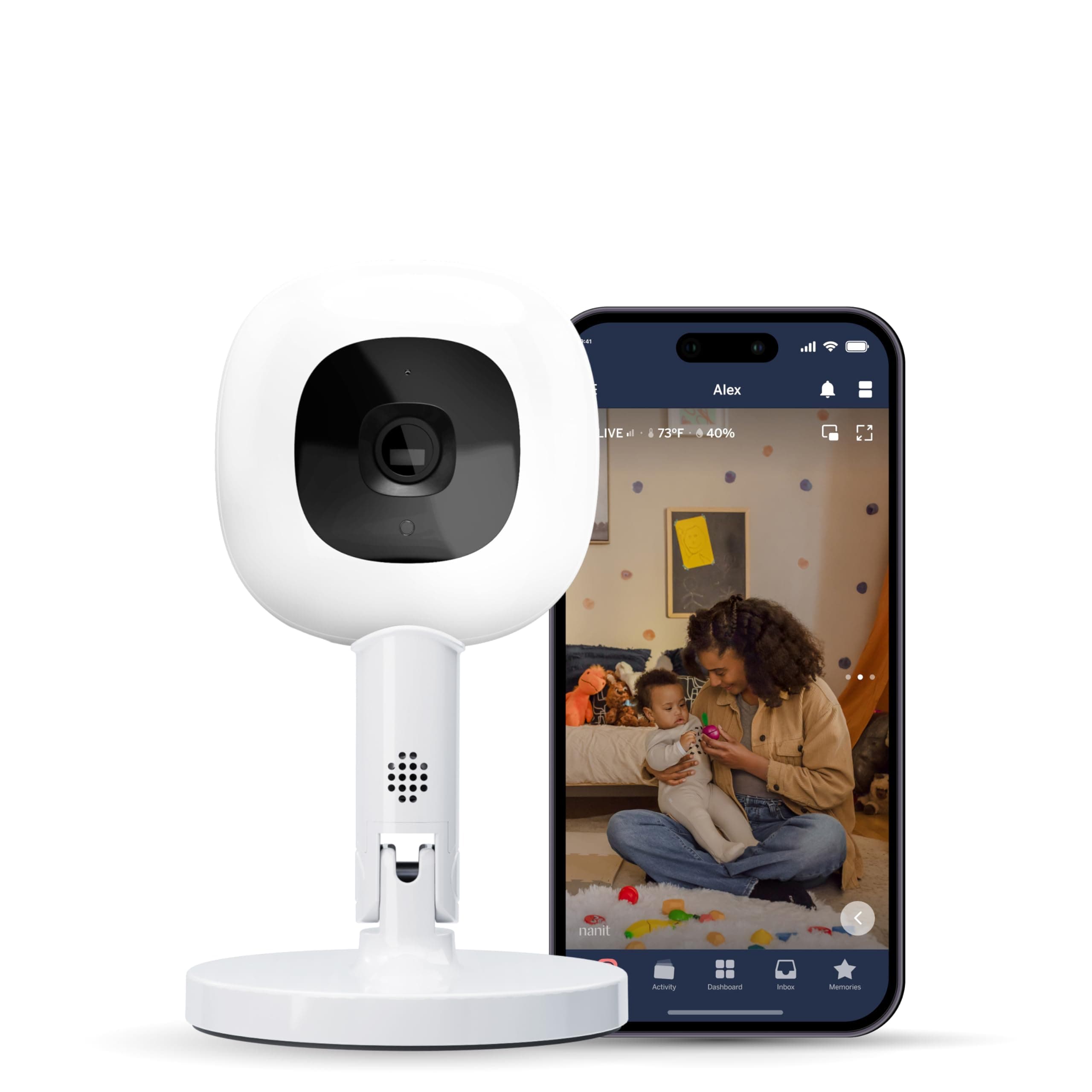 Nanit Pro Smart Baby Monitor & Flex Stand - 1080p Secure Wi-Fi Video Camera, Sensor-Free Sleep & Breathing Motion Tracker, 2-Way Audio, Sound & Motion Alerts, Night Vision, and Breathing Band - White