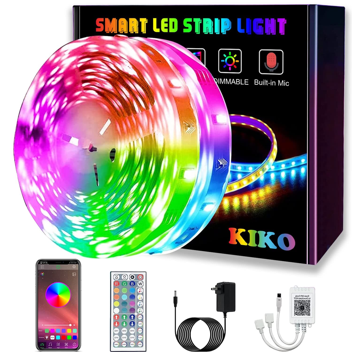 KIKO 32ft Christmas Lights Outdoor, 80LED 10m Long Plug IP67 Waterproof Tree Lights with Remote