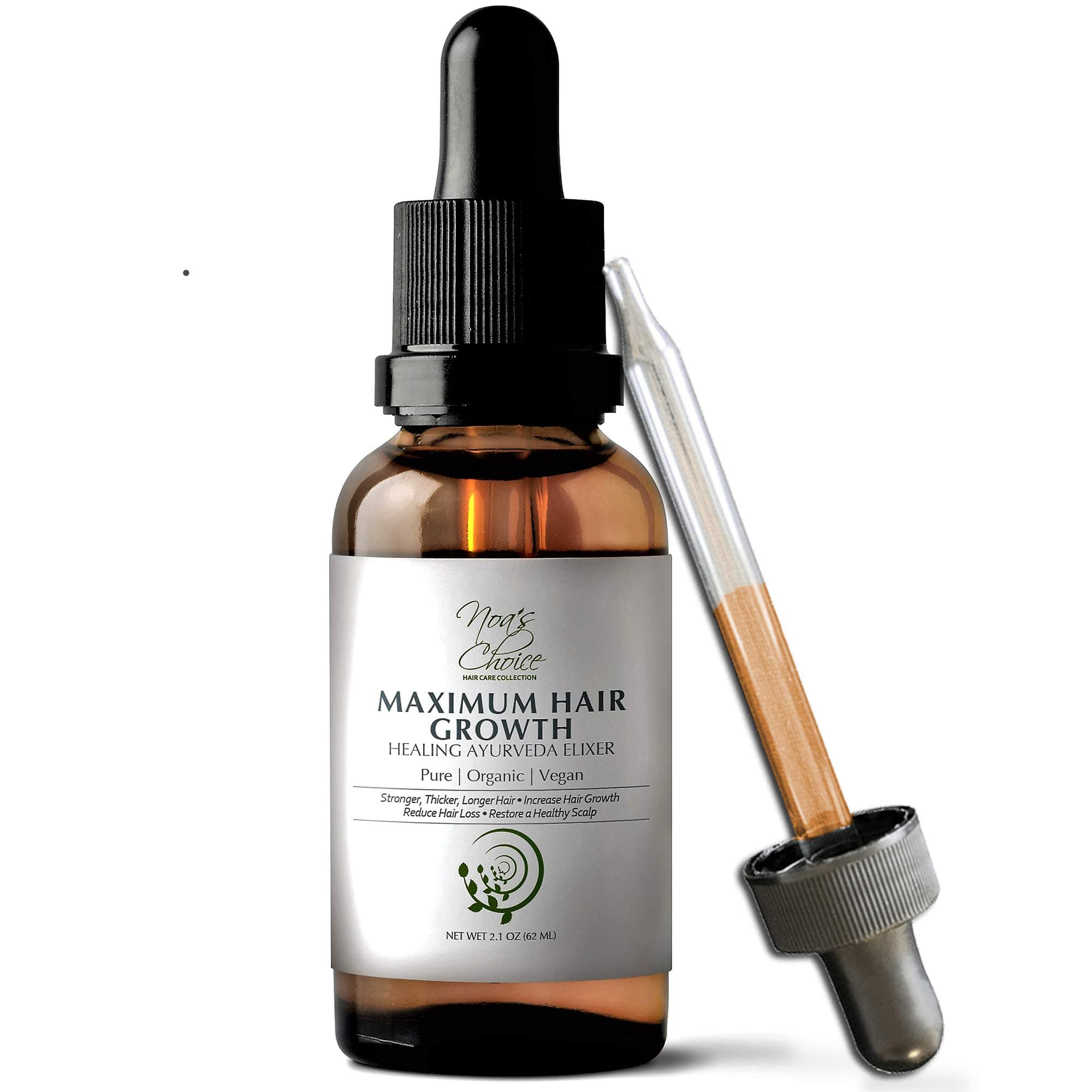 Maximum Slim Noa's Choice ORGANIC Ayurvedic Hair Growth Formula for FULLER, Longer, Thicker, Healthier Hair. Revive your Hair and Scalp TODAY! Best Treatment for Hair Loss & Thinning Hair 2.1 oz