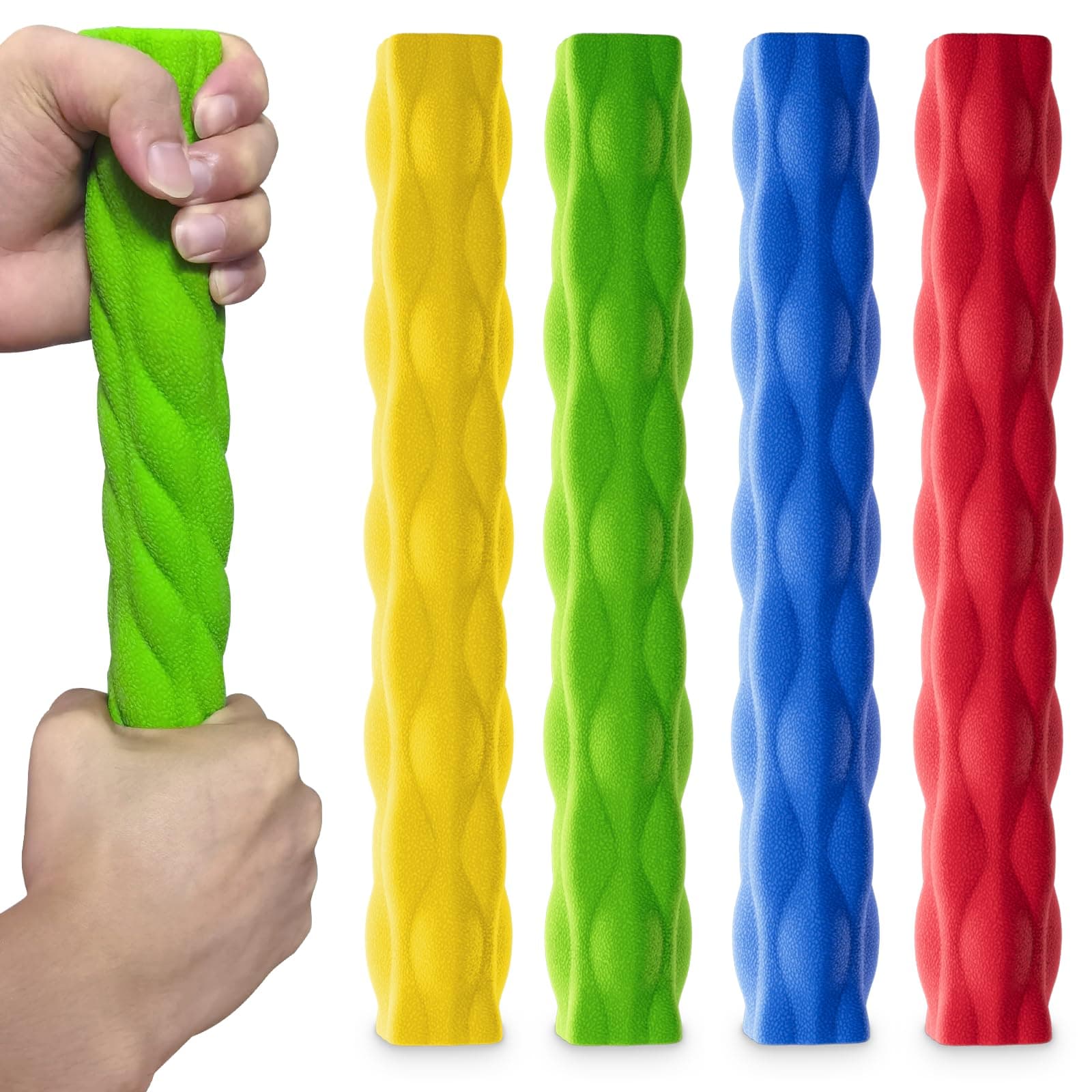 ZEAGUSResistance Bar for Physiotherapy, 4 Pack, Flexible and Non-Slip Hand Exercise Bar, Relieves Tendonitis Pain and Improves Grip Strength, Hand Therapy Bar