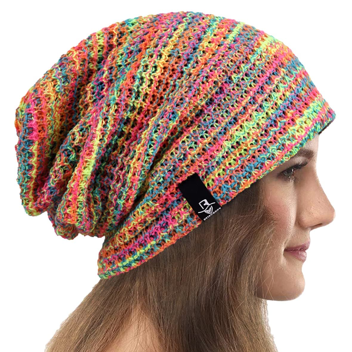 VECRYWomens Slouchy Beanie Knit Beret Ribbed Baggy Skull Cap Winter Summer Hat