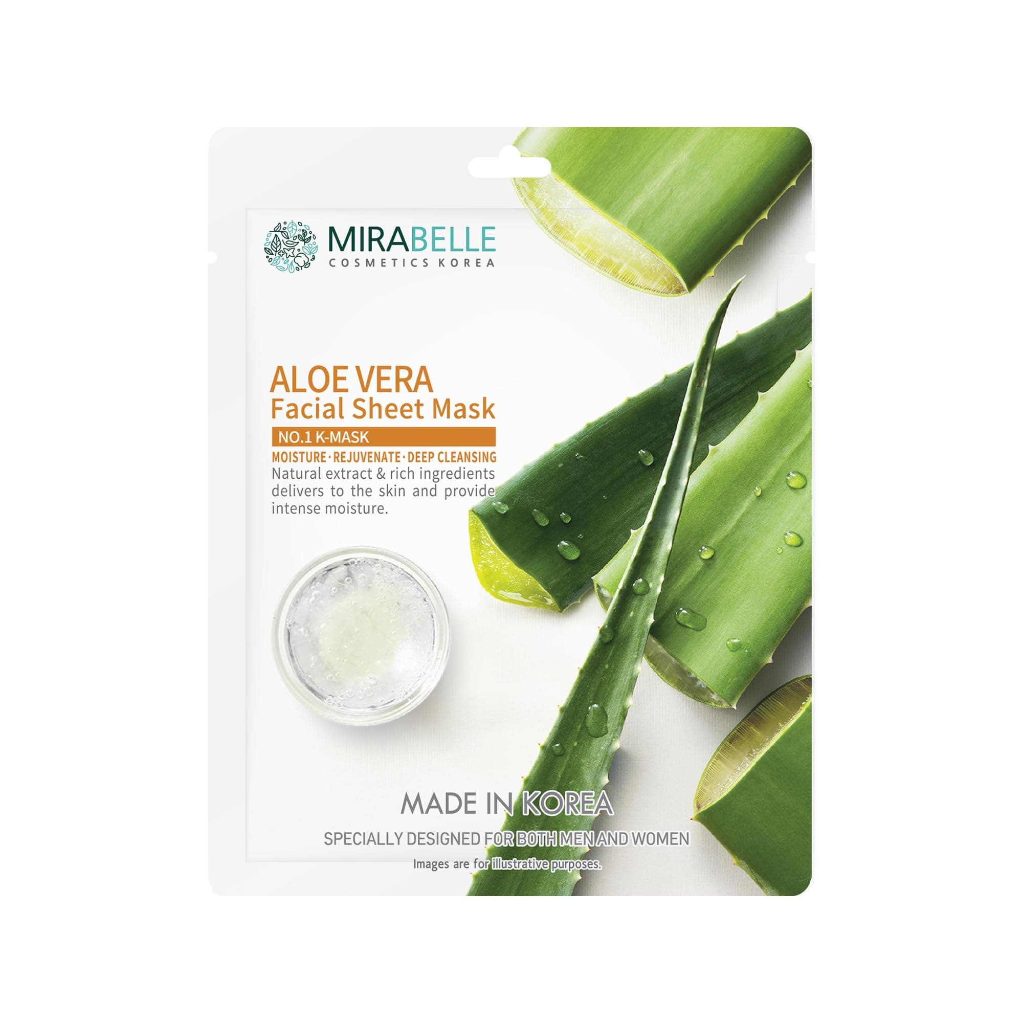 MIRABELLE Aloe Vera Facial Serum Sheet Mask | Hydrates & Calms Redness | (Pack Of 1), 25Ml