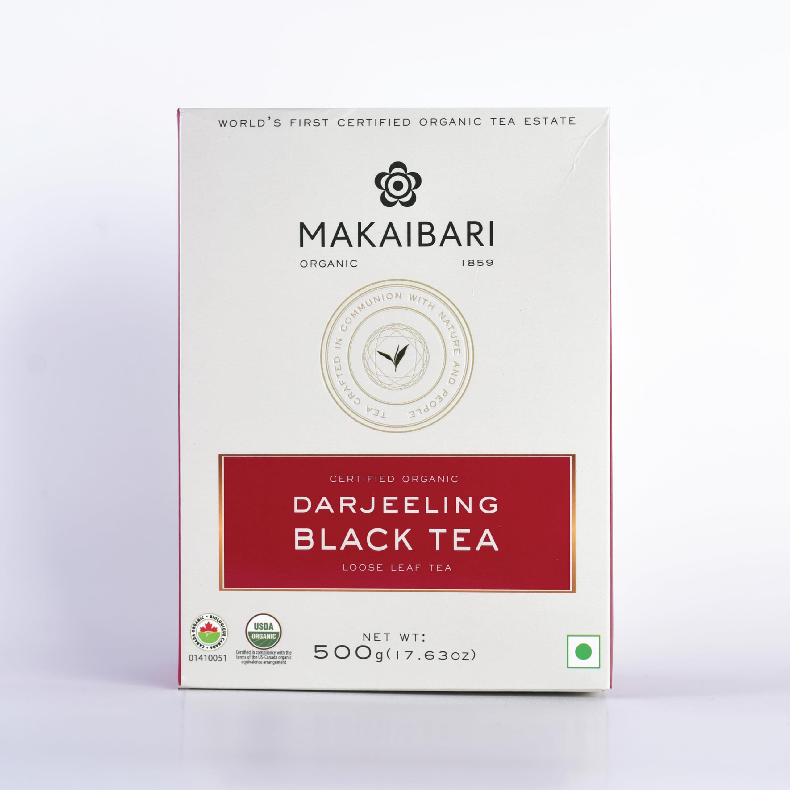 Makaibari Darjeeling Black Tea – 500g Loose Leaf Monocarton Pack | Whole Leaf | USDA Organic Certified | 100% Natural Darjeeling Tea with Rich Aroma & Muscatel Flavor