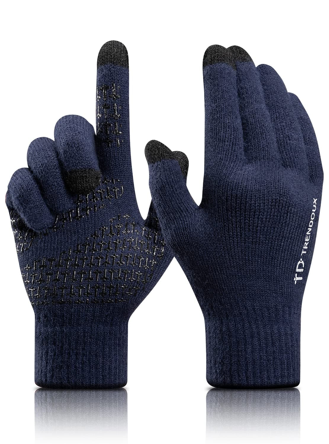 TRENDOUX Merino Wool Winter Gloves for Men Women, Cold Weather Warm Touchscreen Unisex, Non-slip, Knit Elastic Cuff