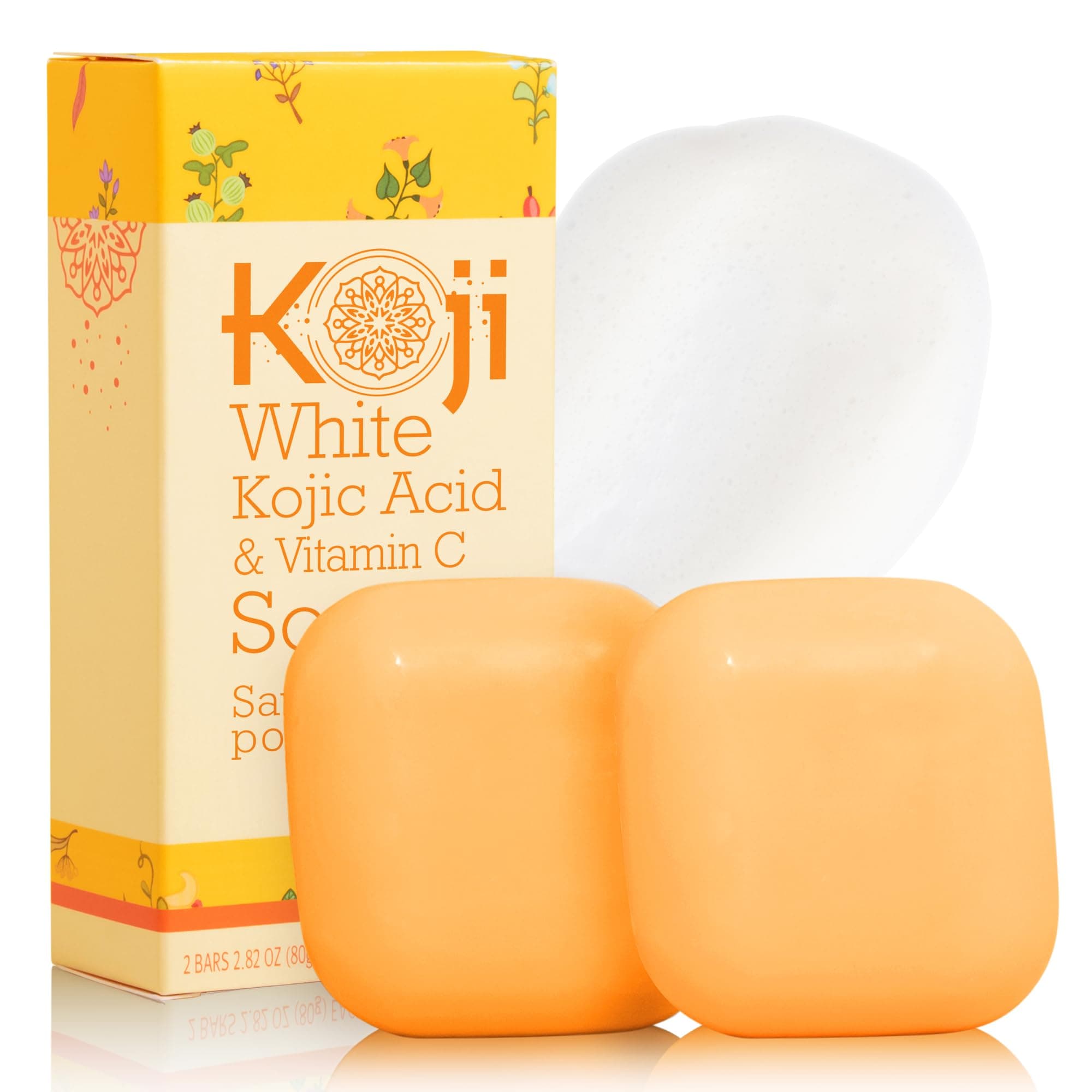 Kojic Acid & Vitamin C Skin Lightening Soap (80Gm/2 Bars) Natural Brightening & Anti Aging - Reduce Wrinkles, Fades Age Spots, Sun Damage, Smooth And Soft Complexion For Face & Body