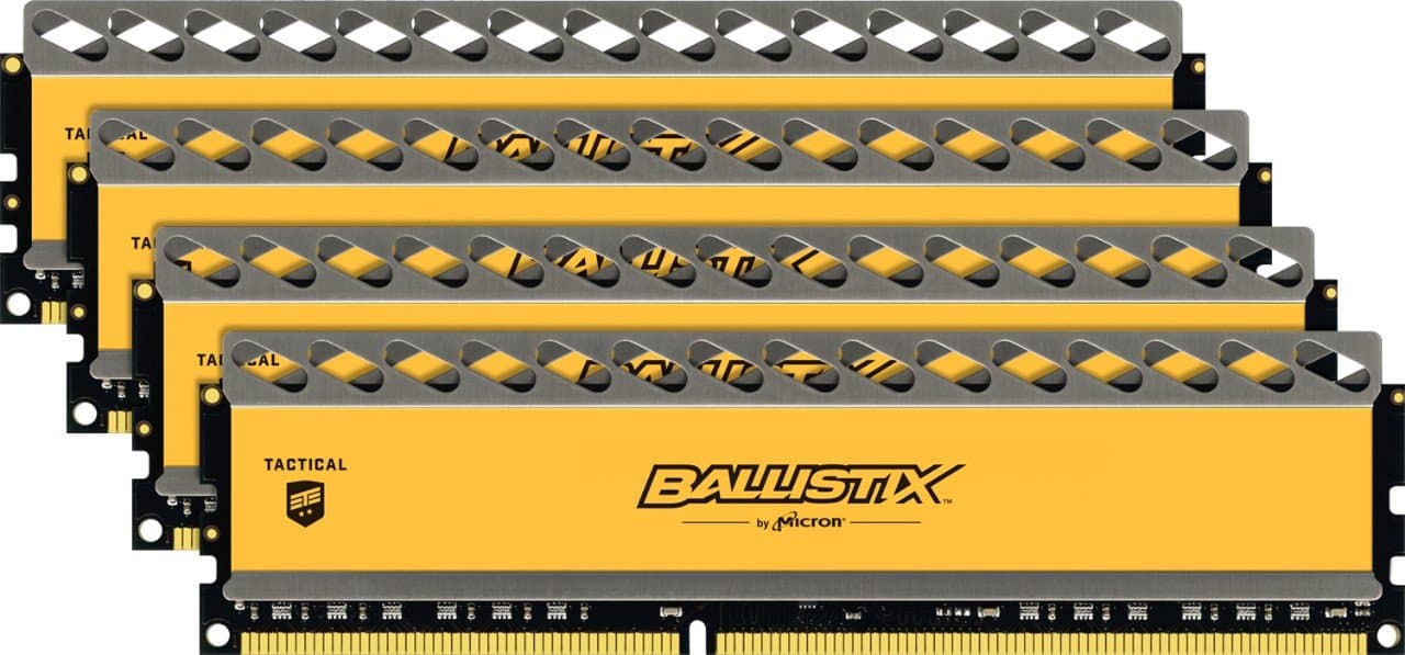 Ballistix Tactical BLT4K8G3D1608DT1TX0 32GB Kit (8GB x 4) (DDR3, 1600 MT/s, PC3-12800, DIMM, 240-Pin) Memory