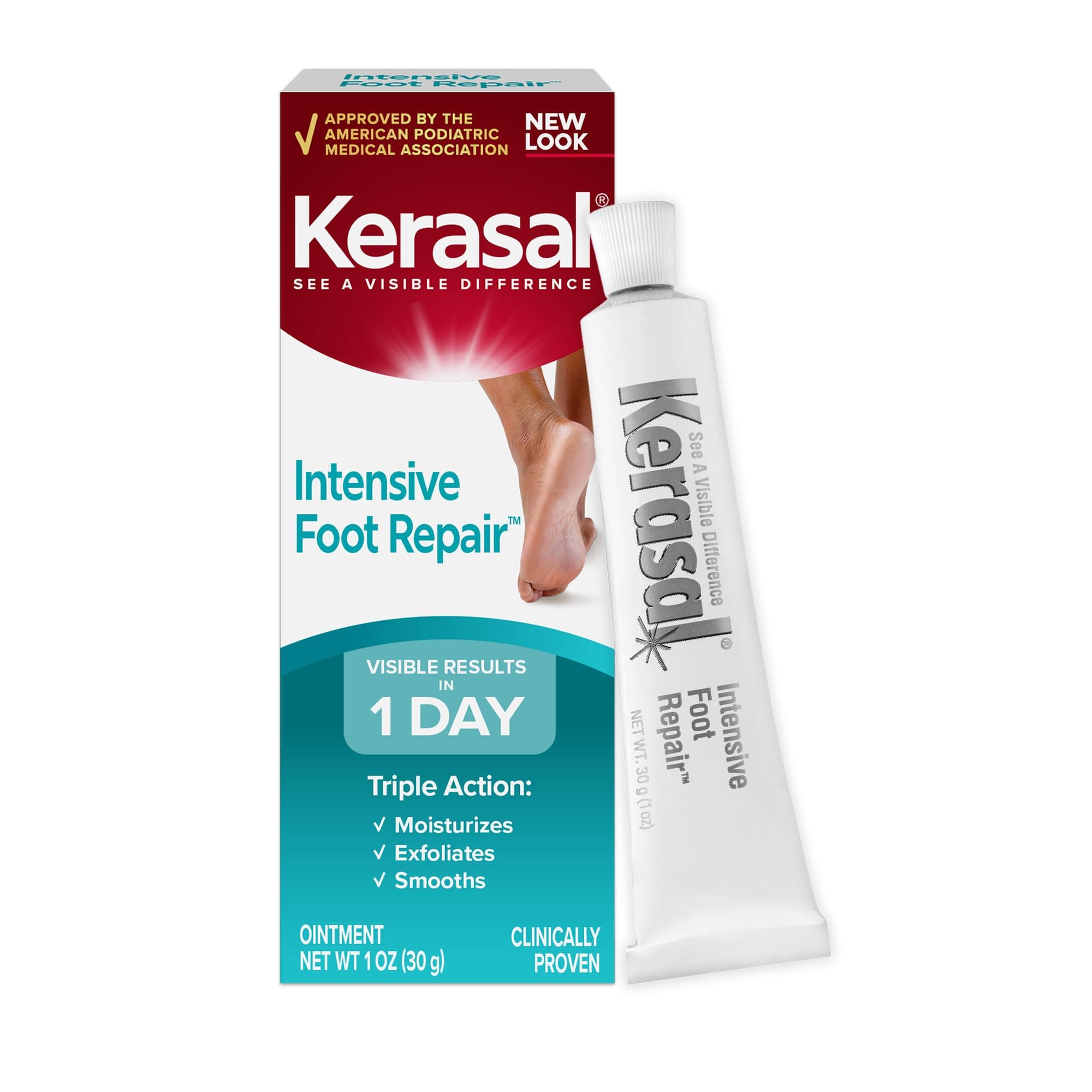 Intensive Foot Repair, Exfoliating Foot Moisturizer 1 oz. - Clinically proven to moisturize and exfoliate dry feet and cracked heels - Smooth, soft feet fast with visible results in just 1 day