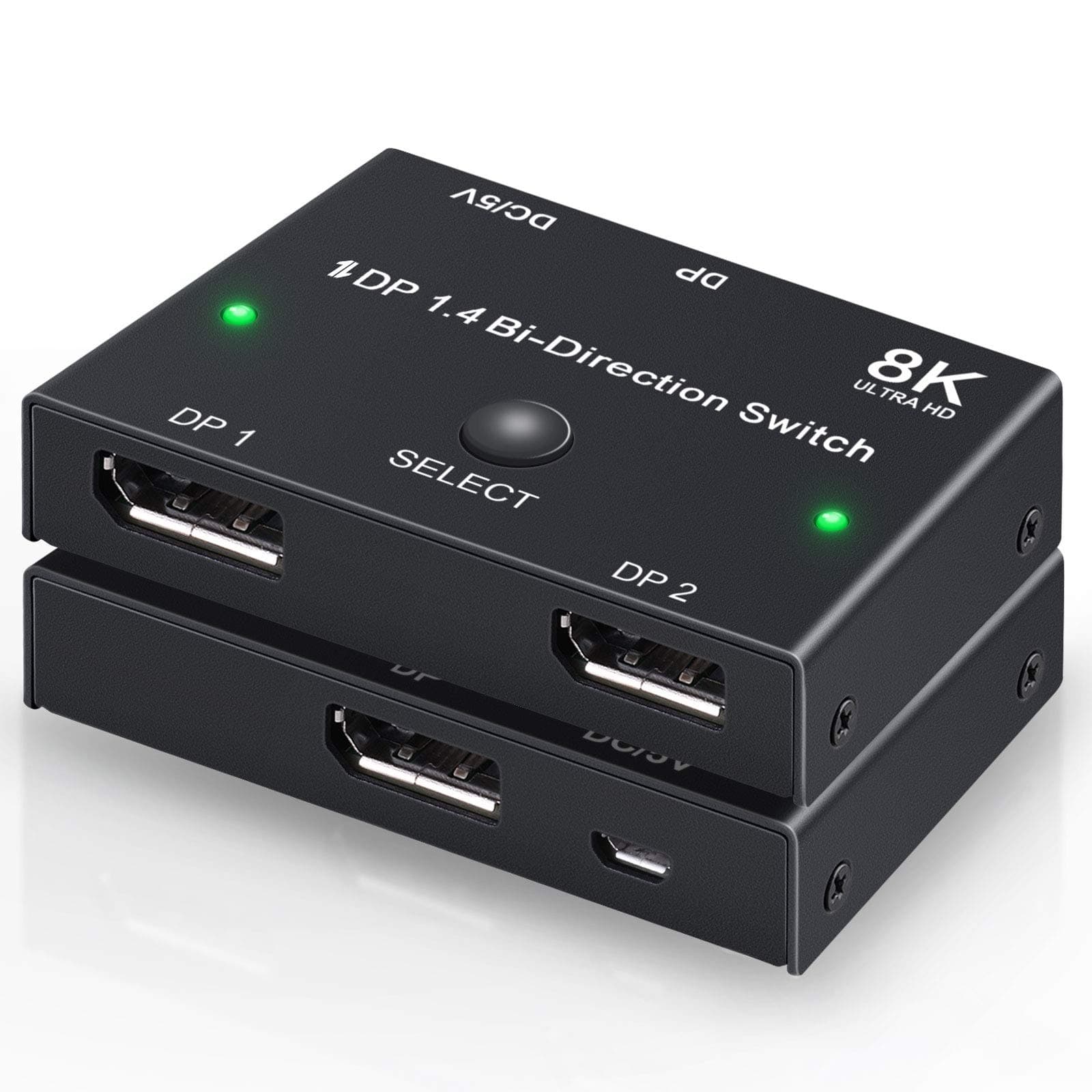 8K DisplayPort Switch, Tendak Bi-Directional DisplayPort 1.4 Switcher 2 Input 1 Output DP Splitter Supports 8K@60Hz 3D HDCP DPCP for Laptop Monitor Displays