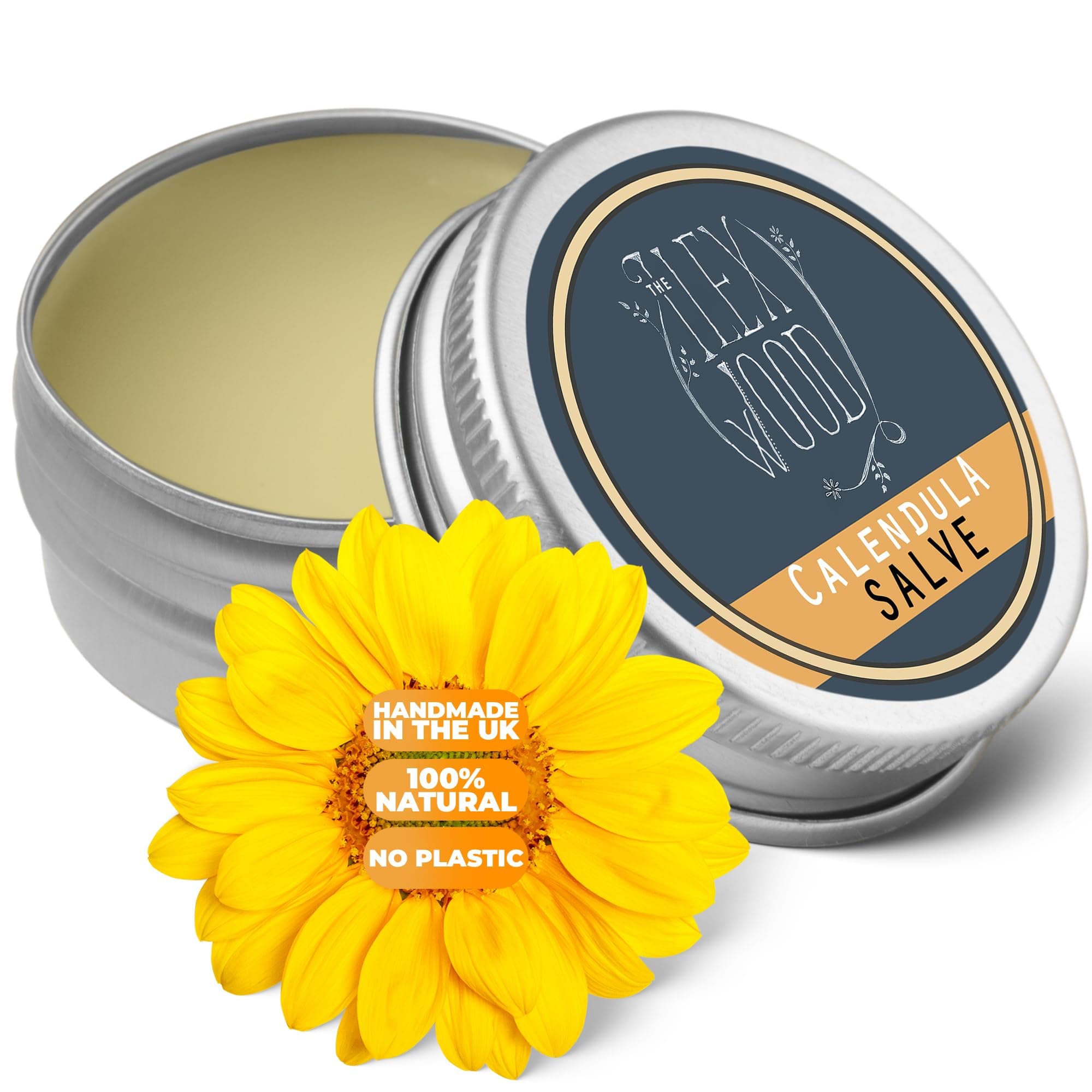 The Ilex Wood - All-Natural Skin Balm - Calendula Salve - soothes rashes, itching, dry skin, eczema, cruelty free, plastic free, handmade in the UK - 100ml