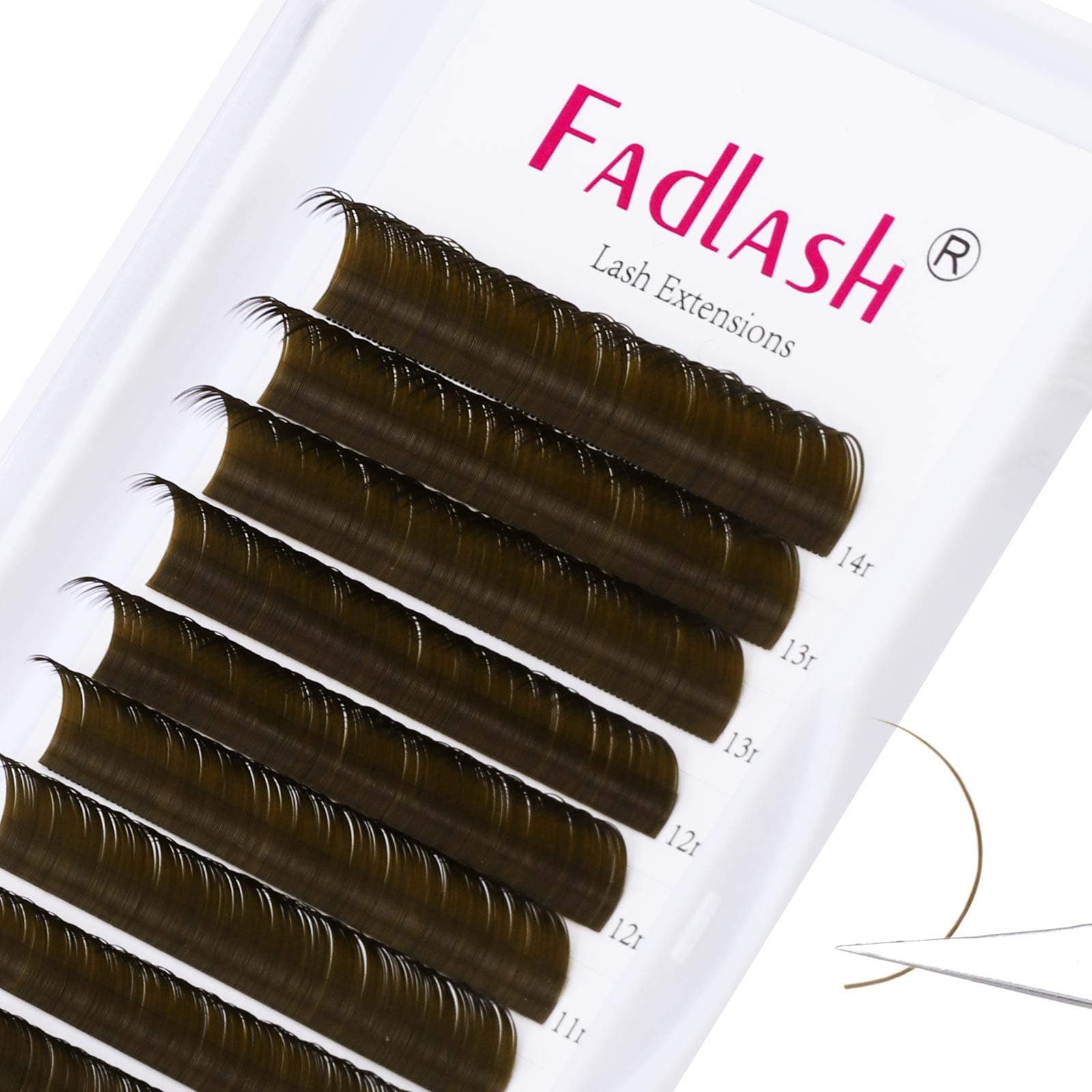 FADLASHEyelash Extensions D Curl Individual Lashes 0.15 Mixed Tray 8-14mm Brown Lash Extensions Supplies Classic Eyelashes Professional Salon Use (0.15-D, 8-14mm Mix)