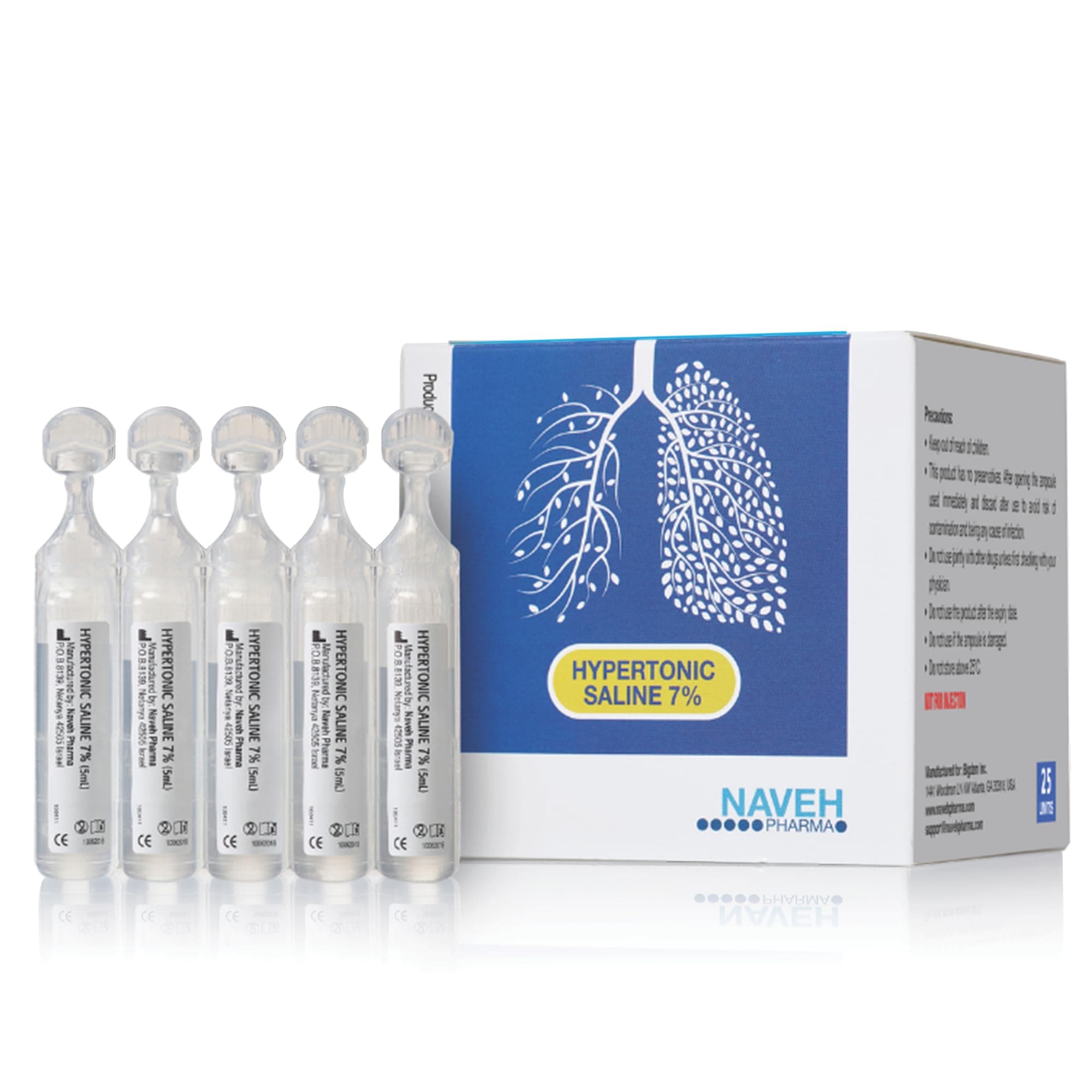 NAVEH PHARMA RSV Hypertonic Saline 7% Diluents in Inhalators (BRONCHIOLITIS) Cystic Fibrosis 24 x 5ml Bronchiectasis