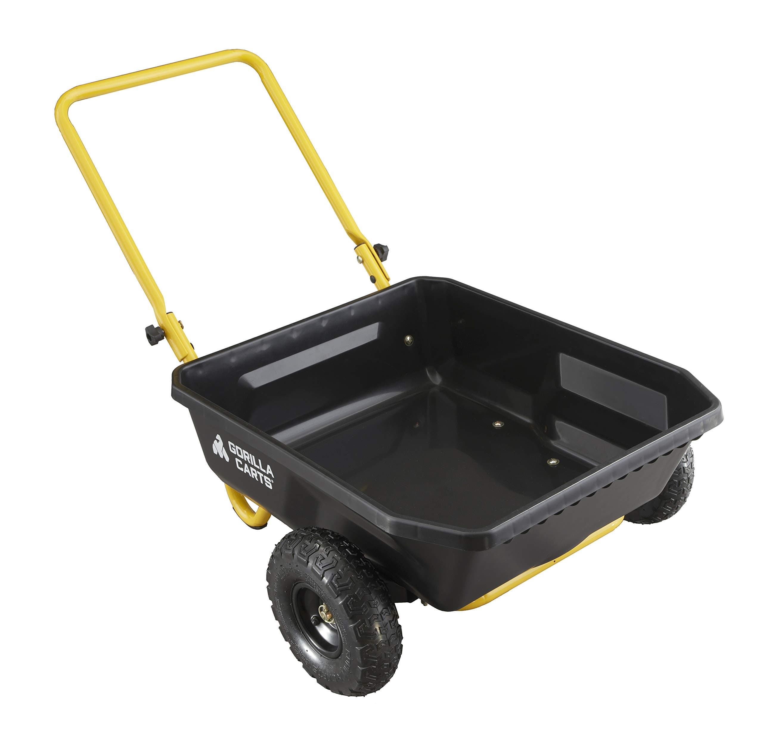 - GCR-4 Poly Dump Cart, 2-Wheel Garden Wagon with Foldable Handle, 4 cu ft, 300 lb. Capacity, Black/Yellow
