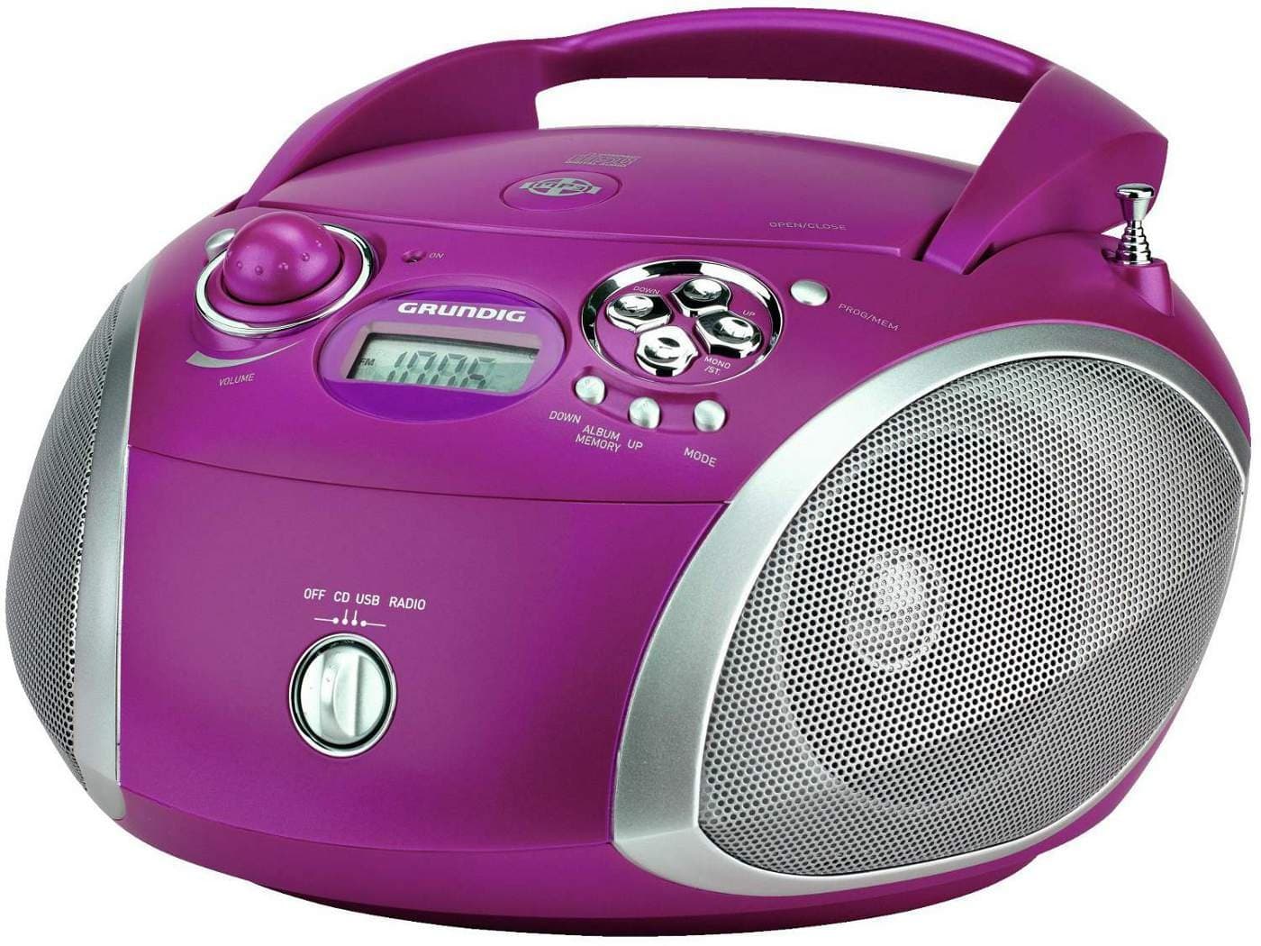 Grundig RCD 1445 Radio (USB 2.0) with CD/MP3/-WMA Playback Purple/Silver