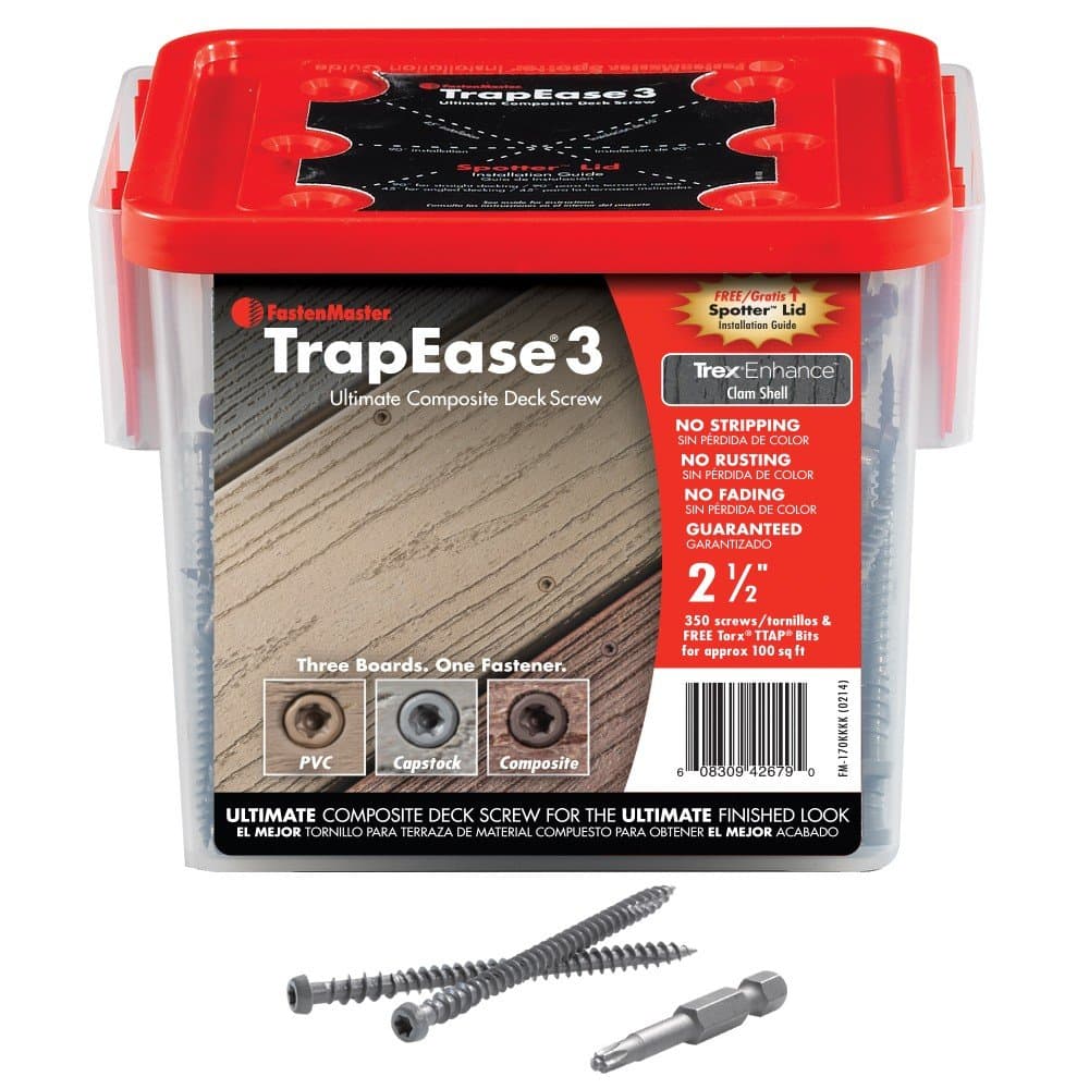 FastenMaster TrapEase 3 Deck Screws for Composite, PVC and Capstock Decking - Box of 350 - Trex Transcend Tree House