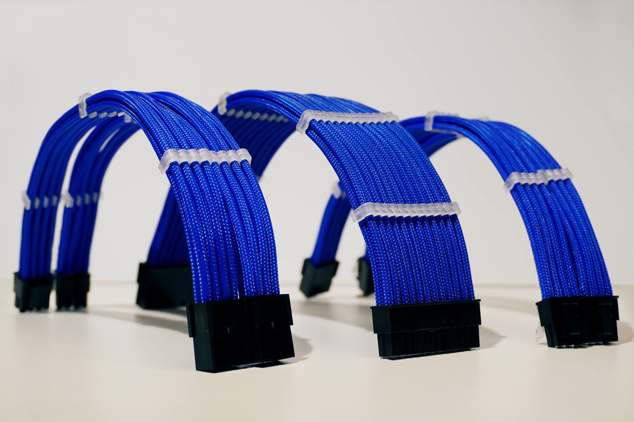 Volted Mods PSU Custom Sleeved extension cable w/Comb kit┃1 x 24 P (20+4)┃1 x 8 P (4+4) CPU┃2 x 8 P (6+2) GPU Set┃30CM 300MM (Blue)