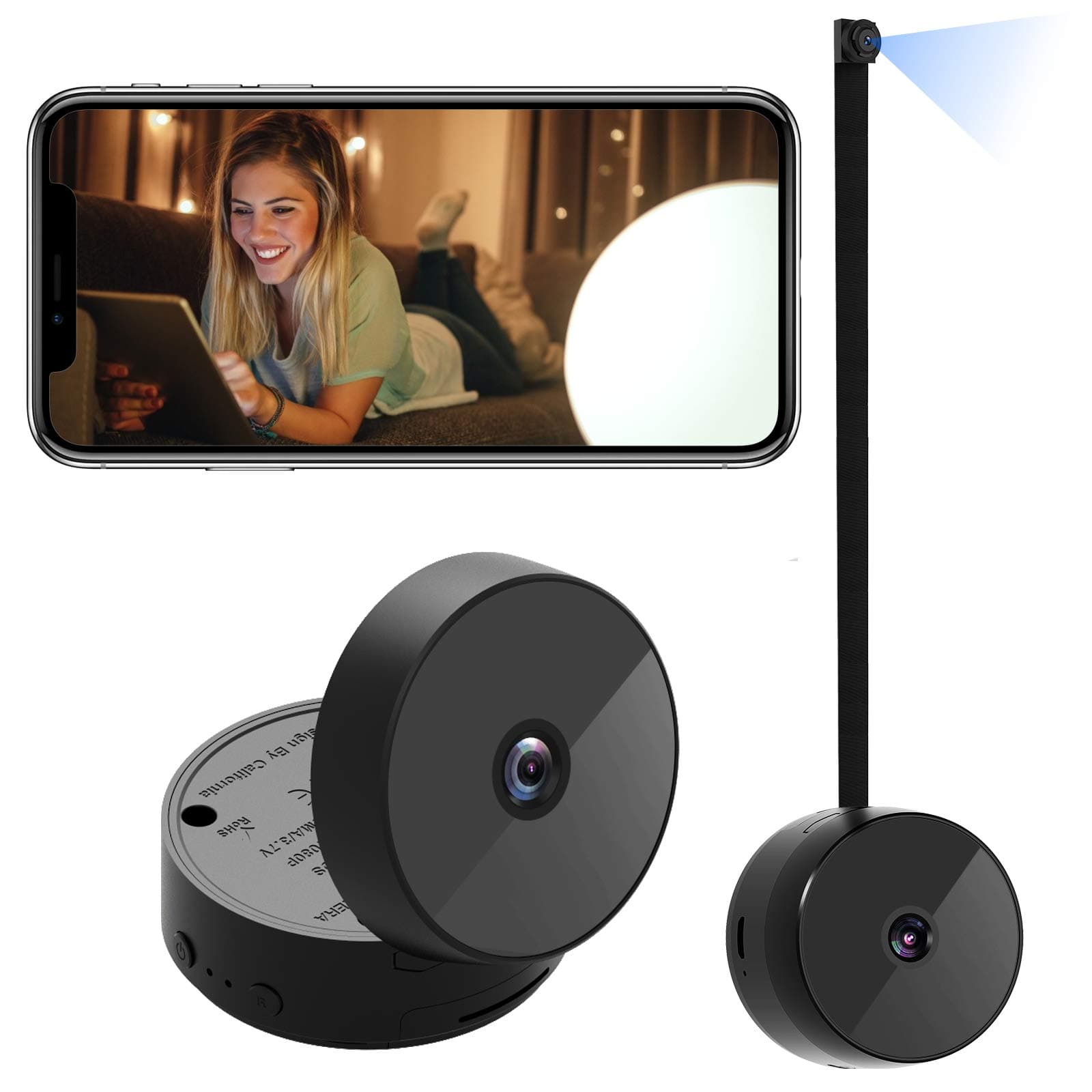 Spy Camera, WiFi Hidden Cameras Mini Wireless 1080P HD Nanny Cam for Home Security Monitor Video Recorder 140 Angle Night Vision Motion Detection (2021 Version)