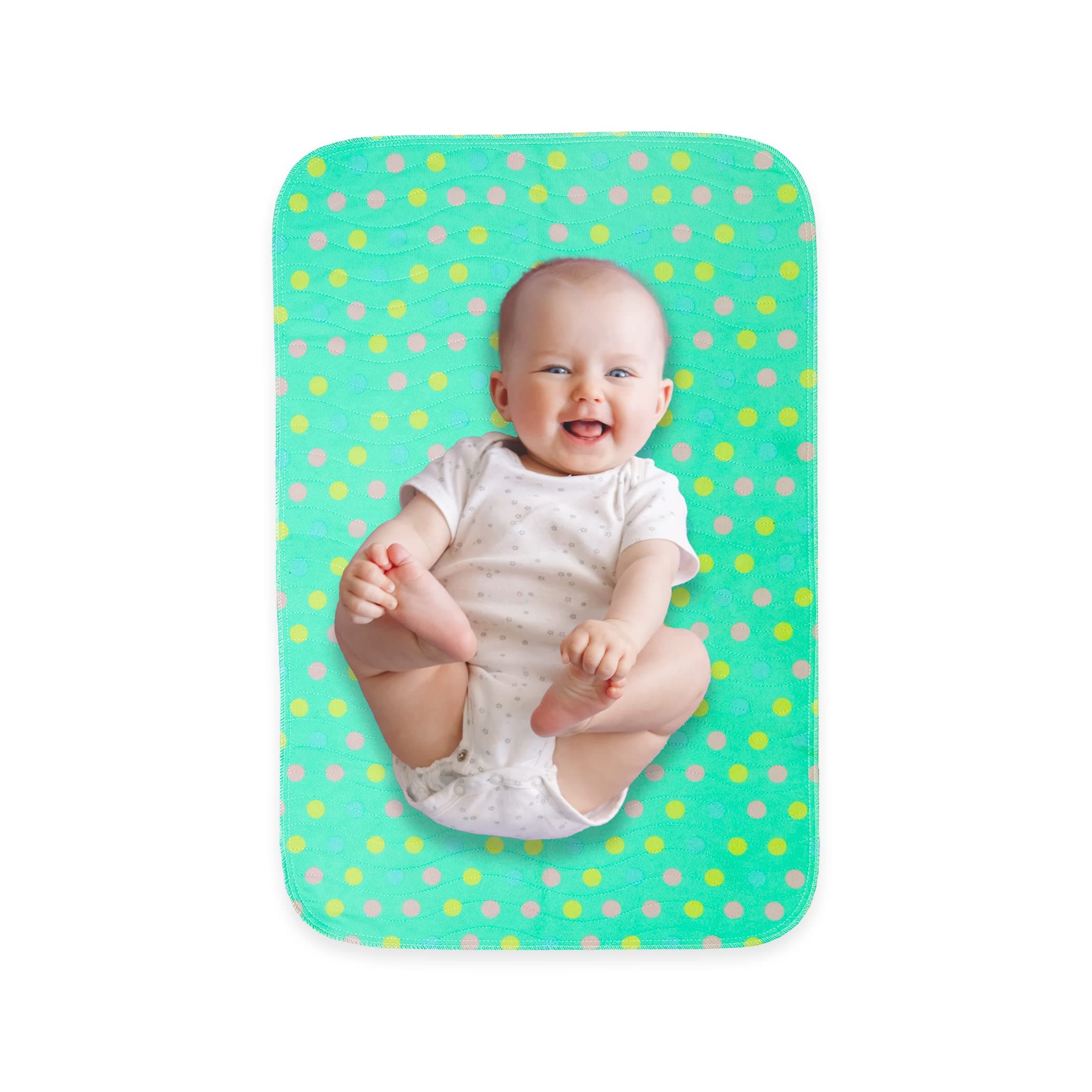 Portable Baby Changing Mat - Extra Large Waterproof Diaper Changing Pad | Machine Washable & Dryer Safe | Wipeable Surface for Easy Cleaning | Stylish Polka Dot Design