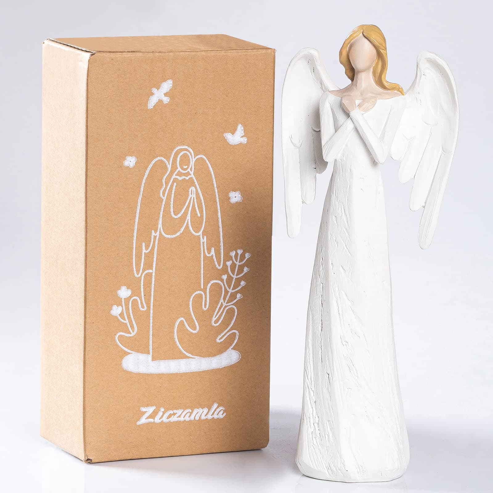 ZICZAMLA 7.6Inch Angel Statue for Thanksgiving Day Gift, Hand-Painted Angel Figures and Statues to Show Love,Bereavement,Christmas Angels Figurines,Guardian Angel Collectible Figuriner