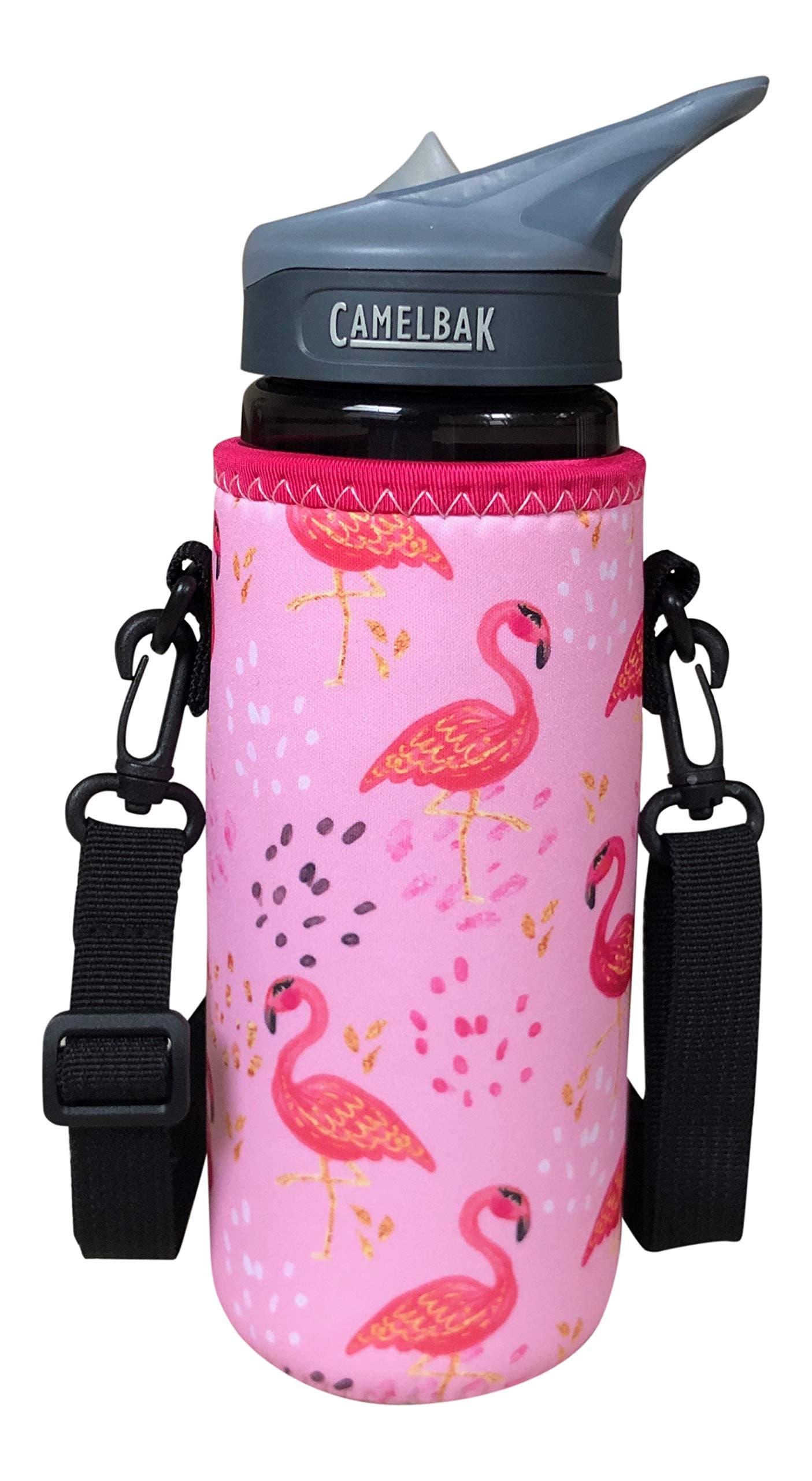Koverz 24-30oz 1200ml Water Bottle Carrier with Shoulder Strap, Water Bottle Insulator - Pink Flamingos