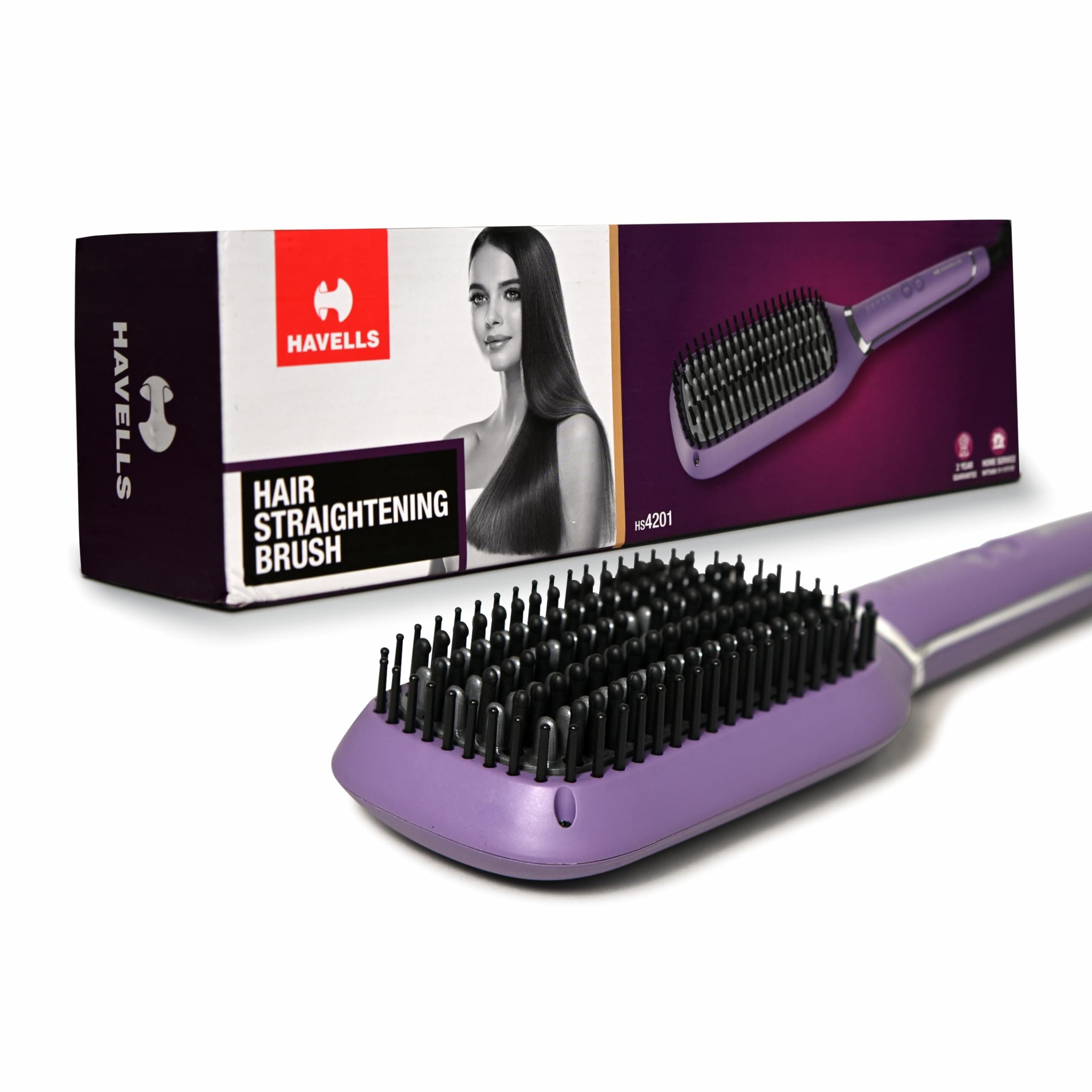 - Keratin Infused Hair Straightener Brush With Temperature Control For All Hair Types | 50 Watts | 2 Years Guarantee | Stunning Purple | Hs4201