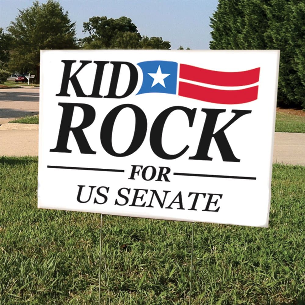 KID ROCK FOR US SENATE | KID ROCK 2018 Political Yard Sign | Yard Stake Included