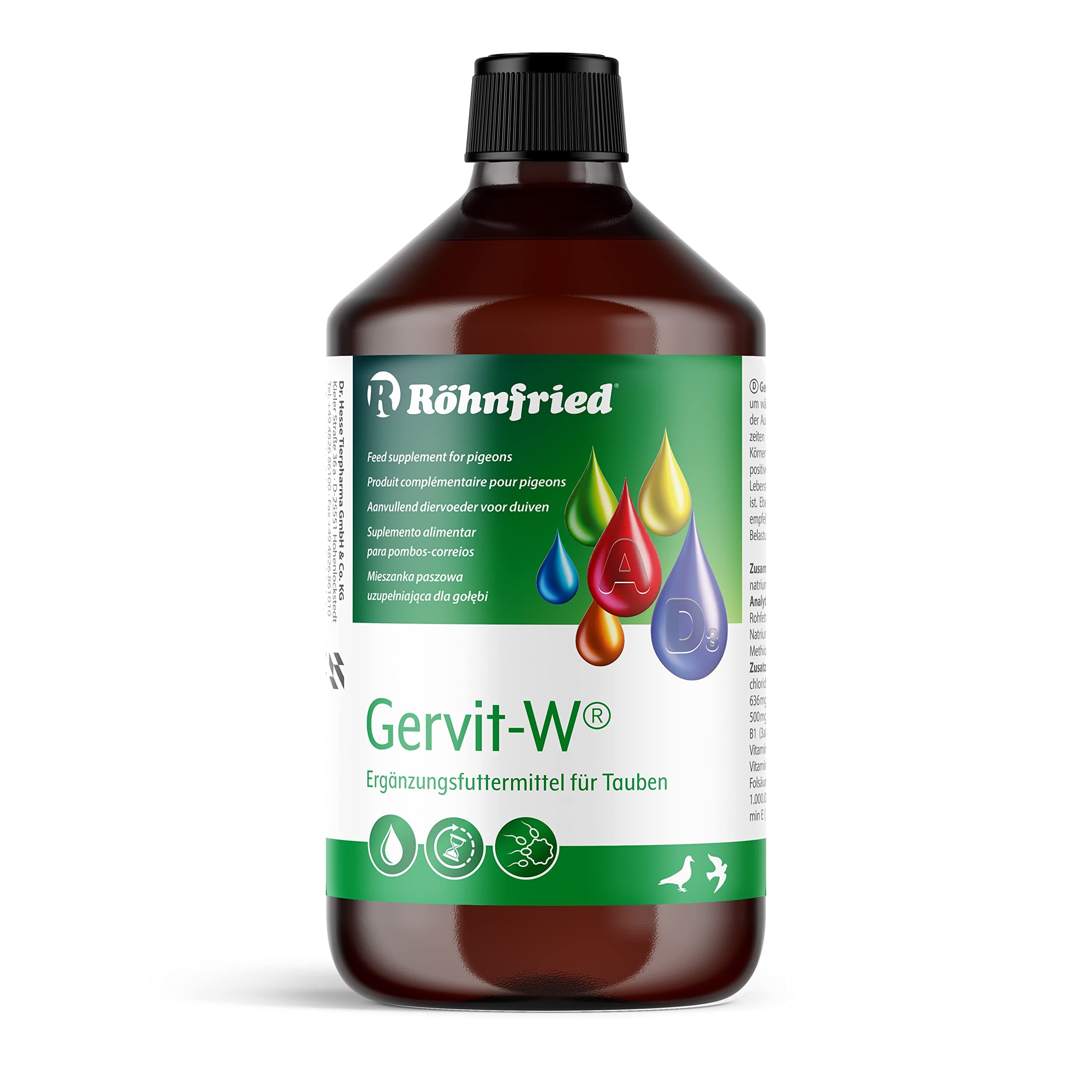 Rohnfried Gervit-W 500 ml. (Multivitamin for racing pigeons)