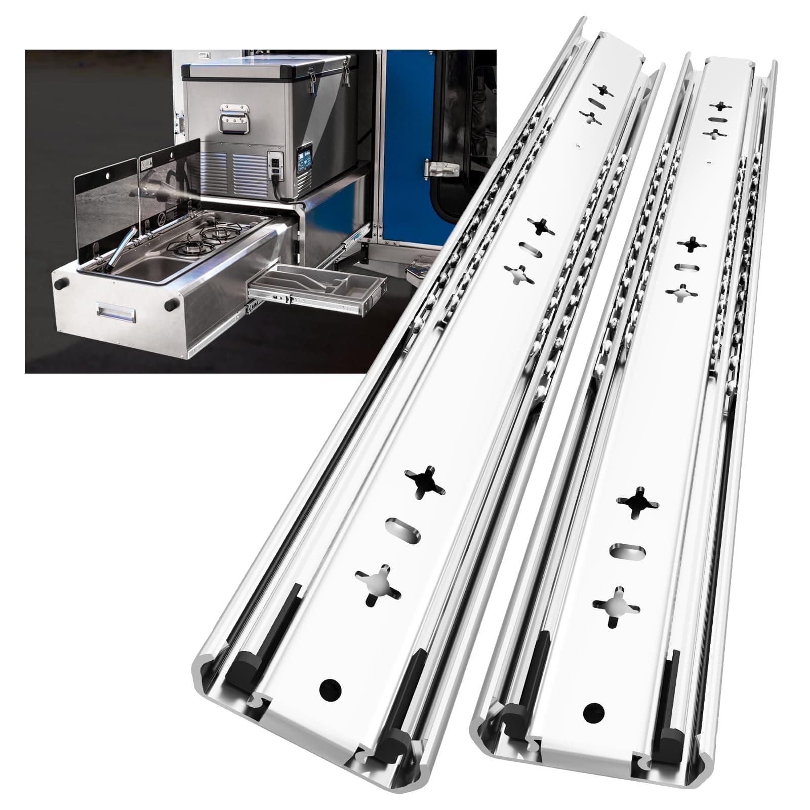 AOLISHENG Heavy Duty Drawer Runners 350mm 120Kg Load Capacity Strong Drawer Slides Draw Runners, Ball Bearing Full Extension Draw Sliding Rails Sliders Side Mount 1 Pair, 14 inch Without Lock