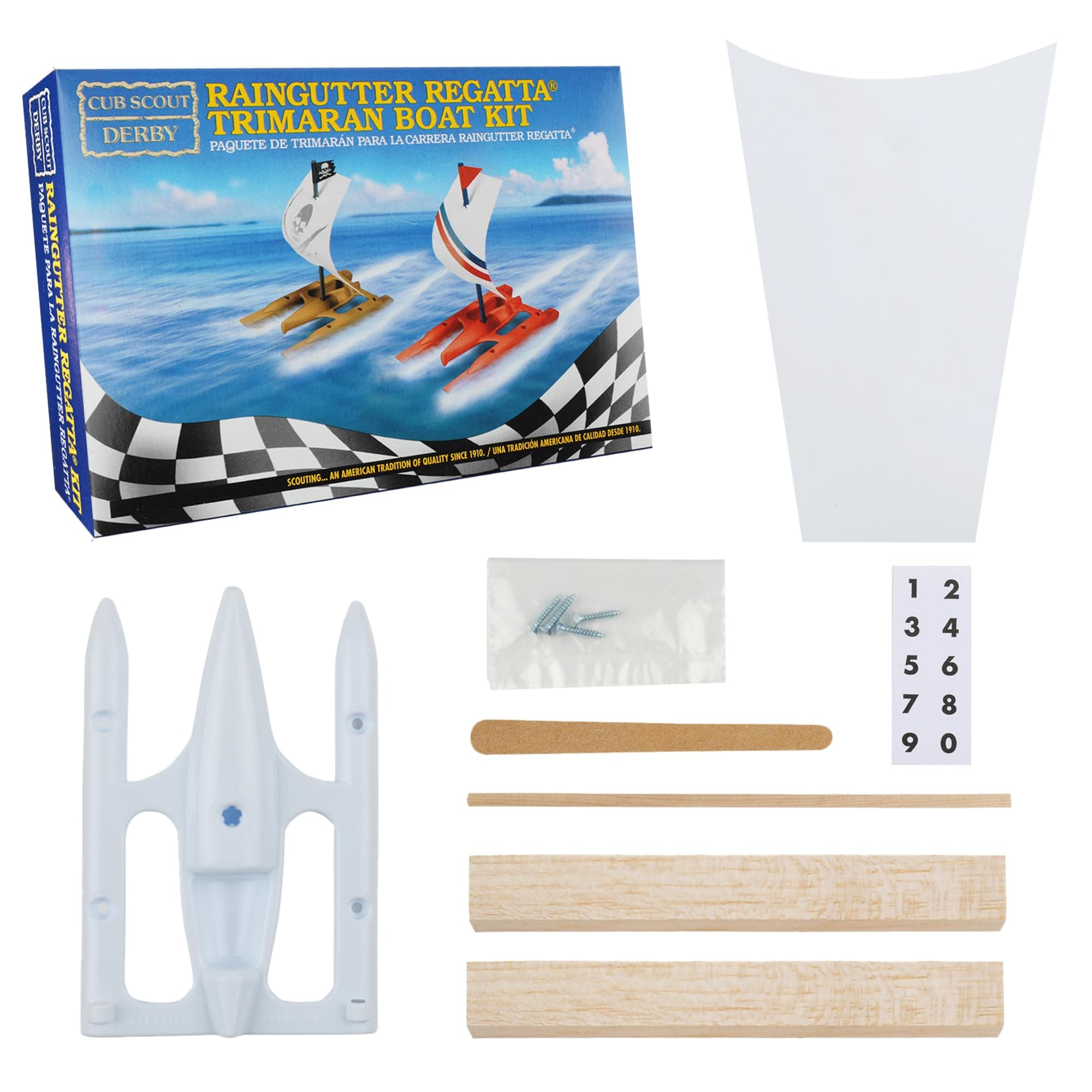 Raingutter Regatta Trimaran Race Boat Kit - Easy Build DIY Model for Kids & Scouts (Scouting America)