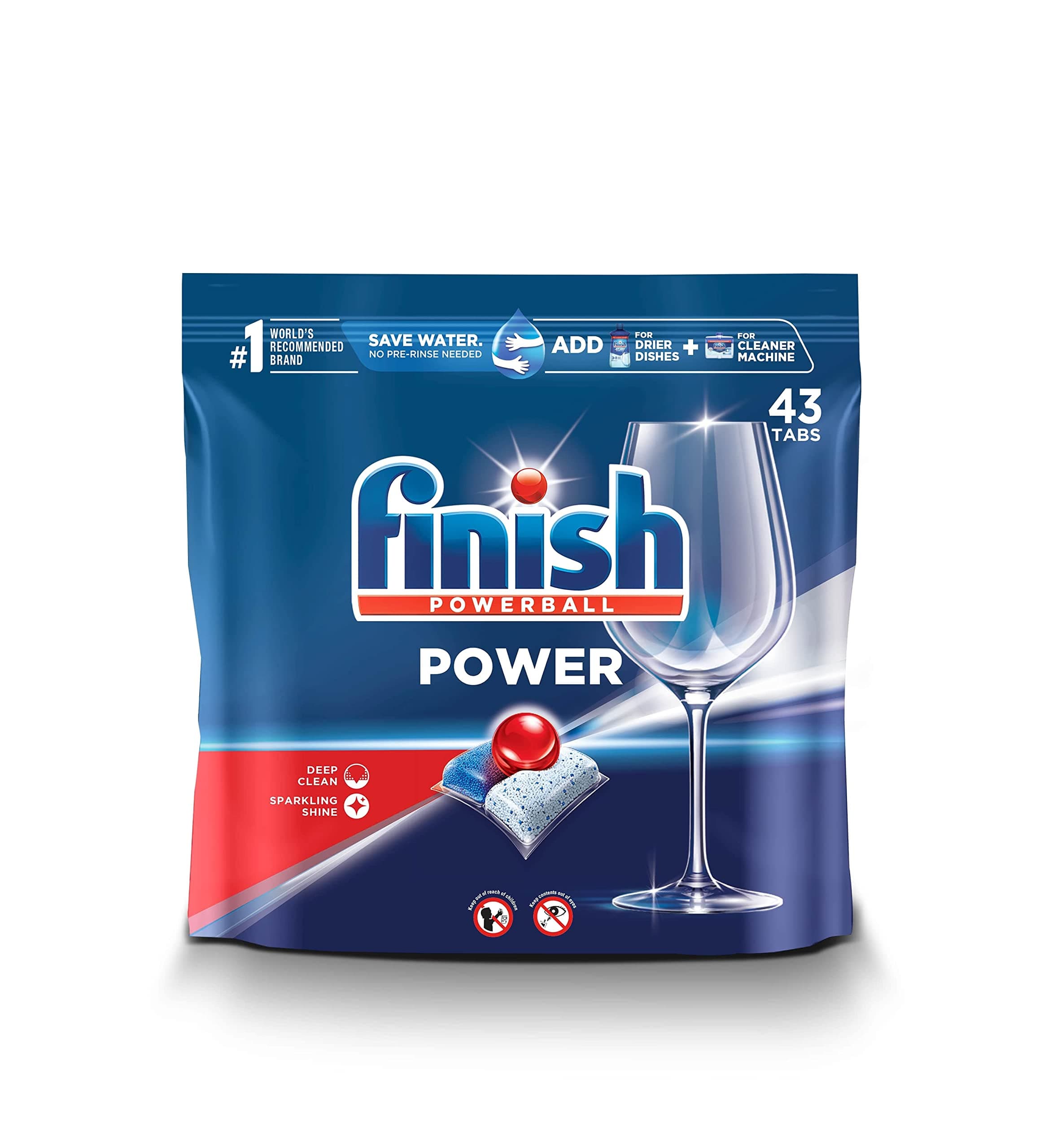 Power - 43ct - Dishwasher Detergent - Powerball - Dishwashing Tablets - Dish Tabs, (Pack of 4)