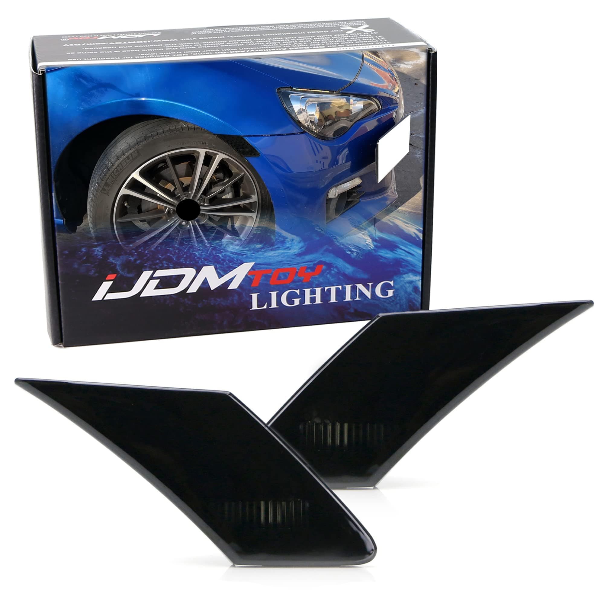 iJDMTOY Smoked Lens Front Side Marker Lamp Housings, Compatible With 2013-2021 Subaru BRZ, 2013-16 Scion FR-S, 2017-2021 Toyota GT 86, Replace OEM Amber Sidemarkers