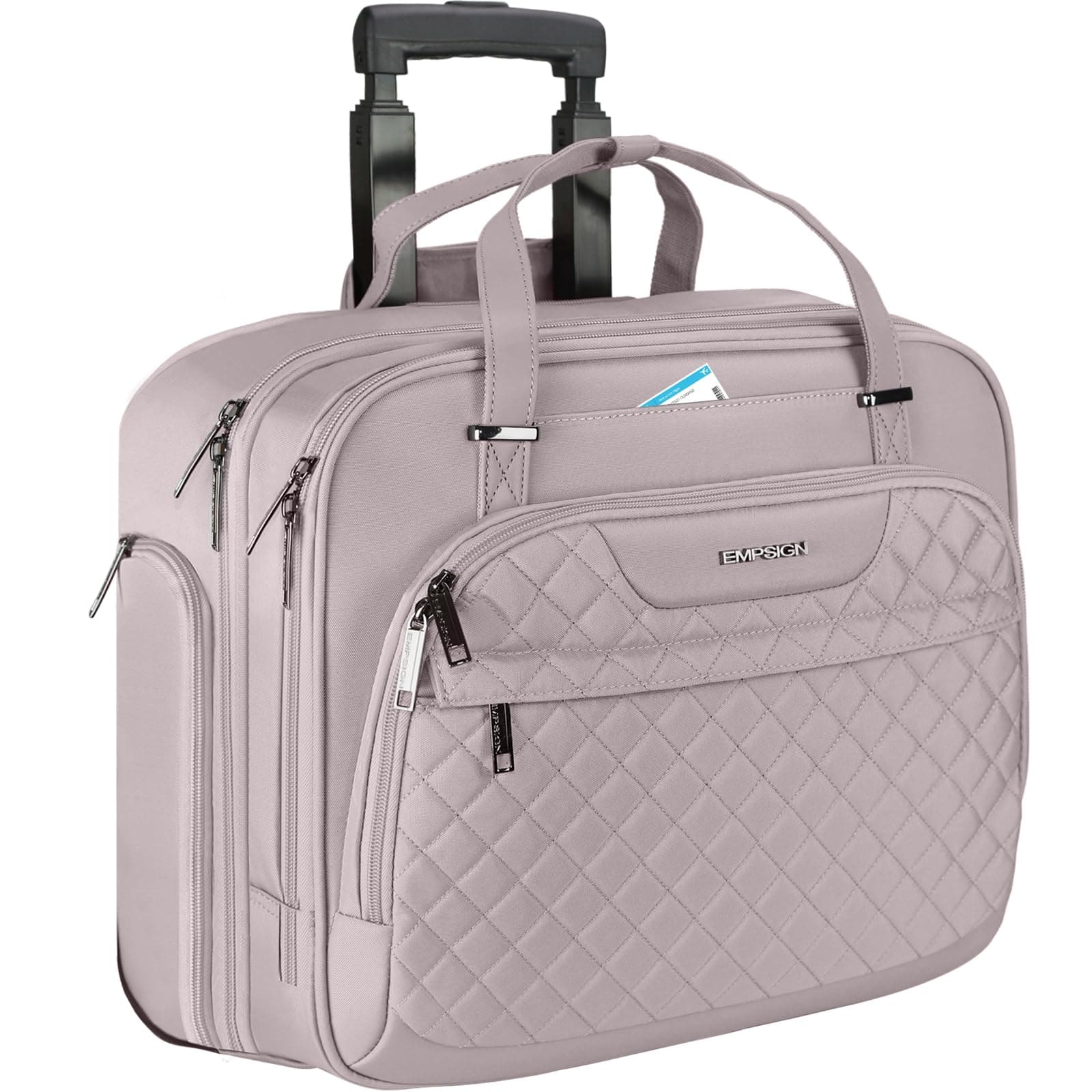 EMPSIGN Rolling Laptop Bag Women with Wheels, Rolling Briefcase for Women 15.6Inch