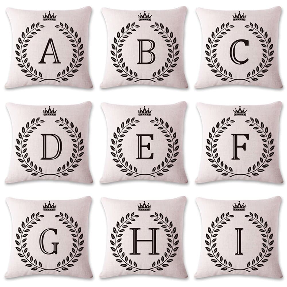 Coliang Letter P Pillow Case, Letter Cushions Cover Blend Cotton English Alphabet Cushion Decorative Pillows Wheat Throw Pillow Cushion 18x18 Inch(45x45CM) - Letter P
