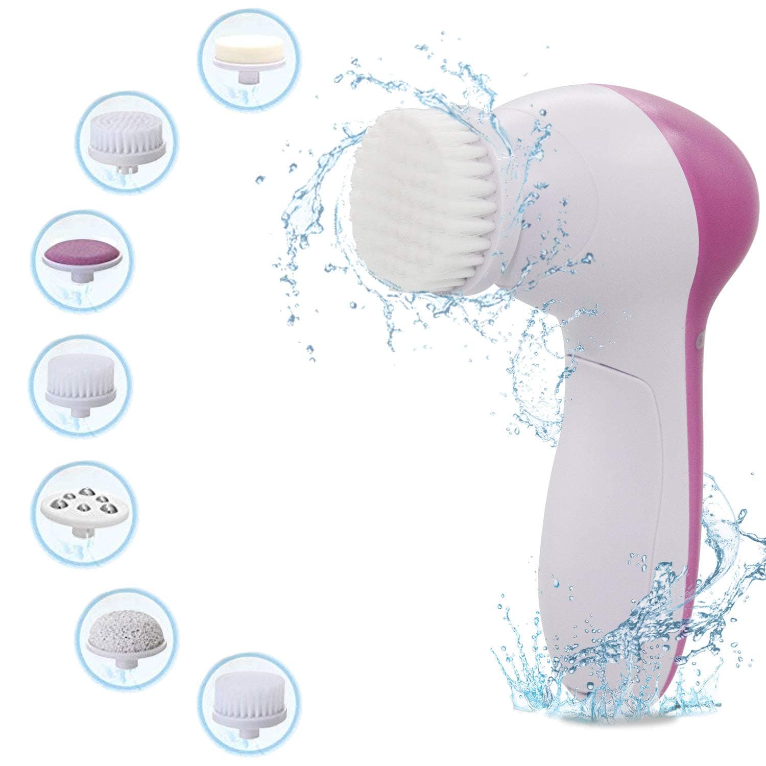 GRATINO Facial Cleansing Brush, 7-in-1 Portable and Waterproof Facial Cleanser Brush with 2 Speed Settings – Deep Cleansing, Gentle Exfoliating, Removing Make-up, Oil and Blackhead, Massaging