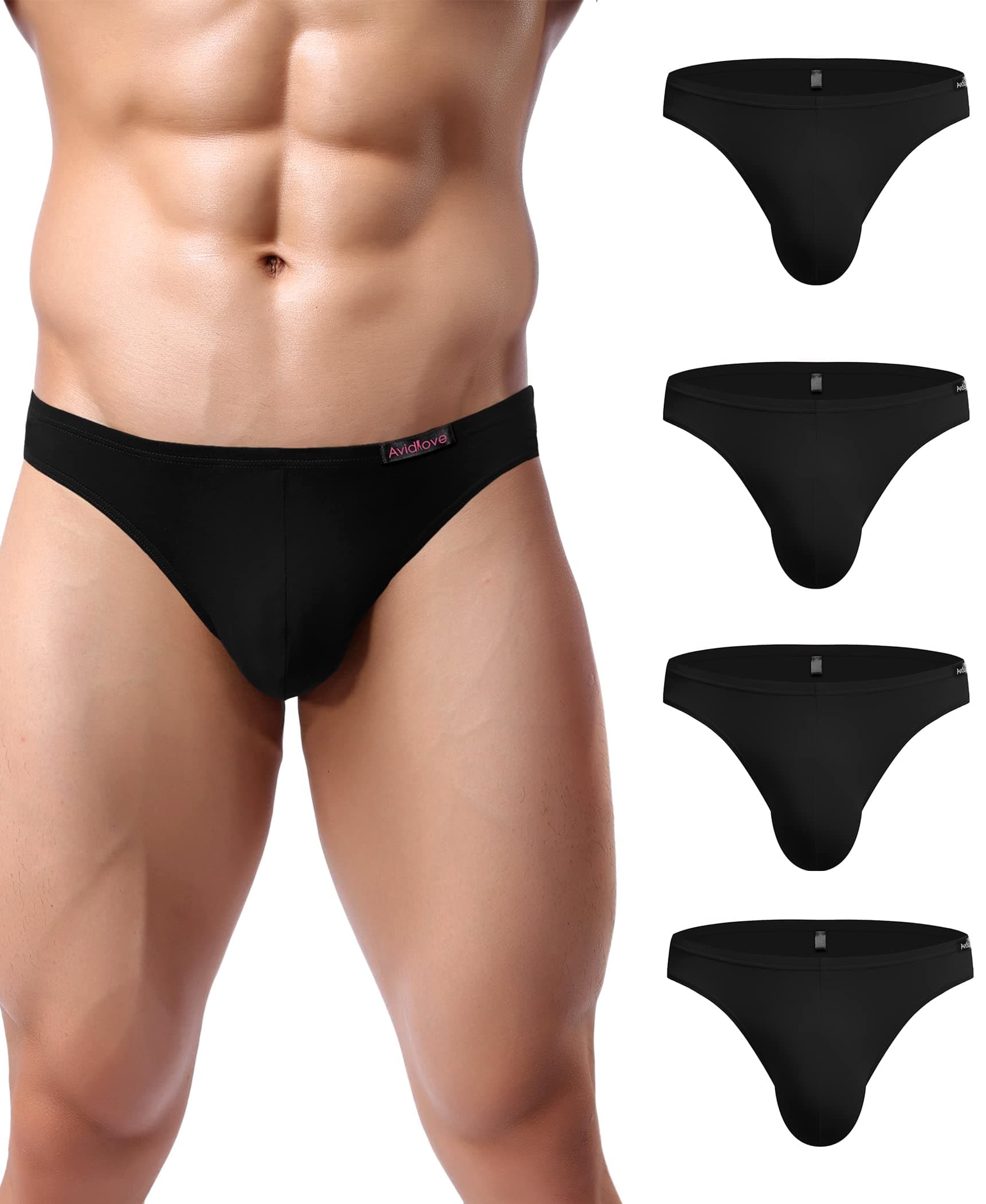 Avidlove Mens Bikini Underwear Low Rise Briefs Microfiber Underpants 4 Pack