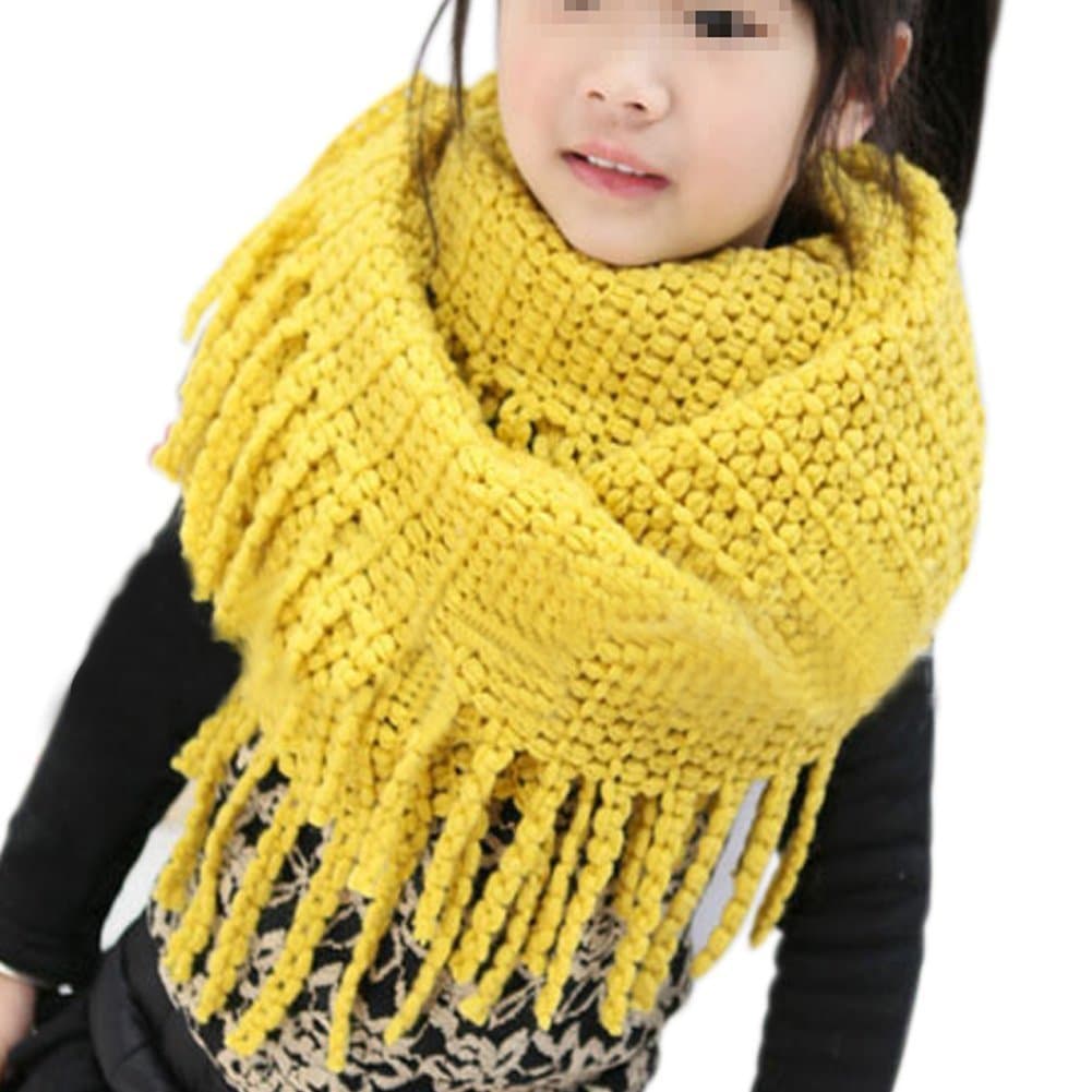 EUBUY Fashionable Autumn Winter Kids Toddler Knit Warmer Tassels Neck Scarf Circle Loop Round Scarves Shawl(Yellow)