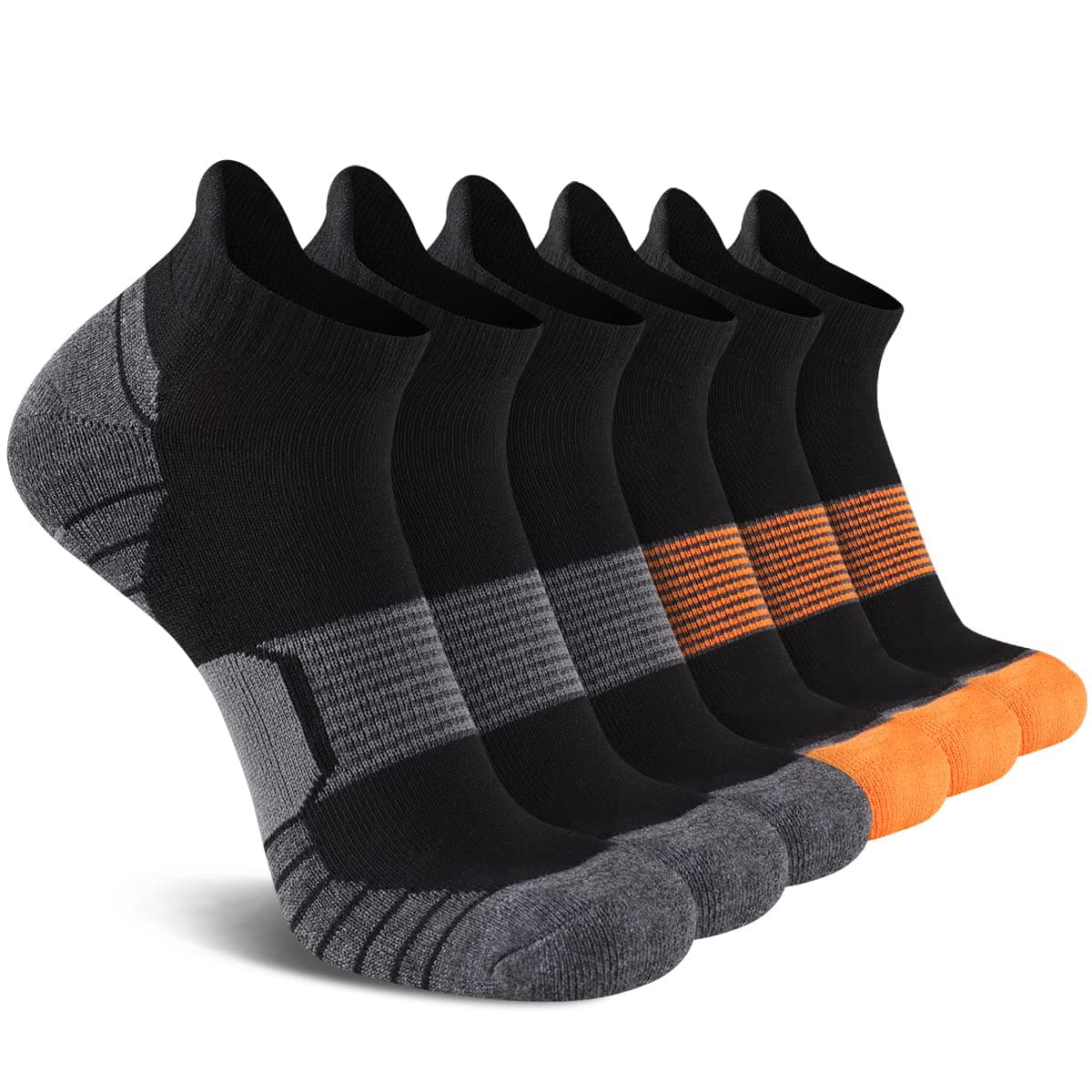COOVANMens Socks Ankle Cushion Athletic Elastic Arch Support Running Tab Socks 6 Pairs