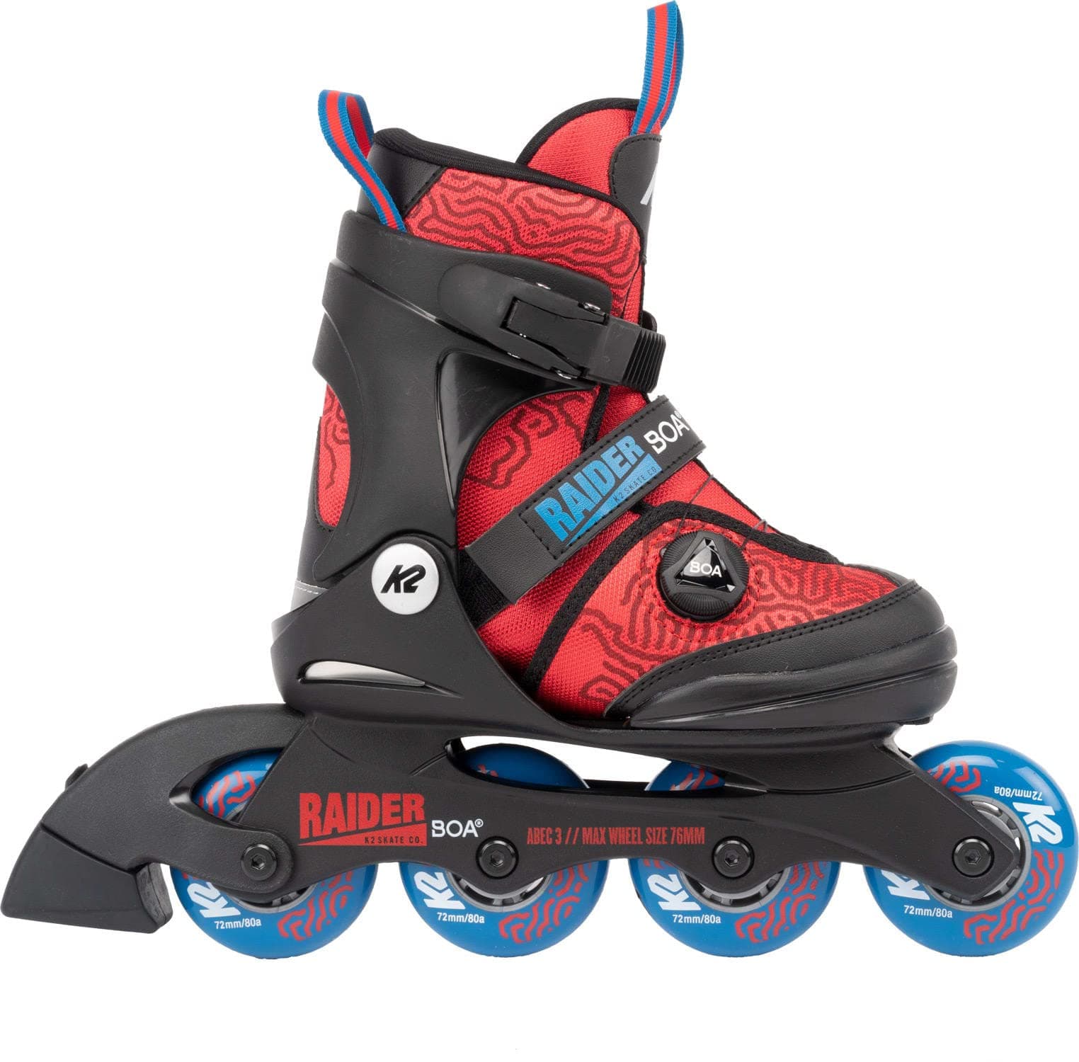K2Raider Boa Red Boys Adjustable Inline Skates