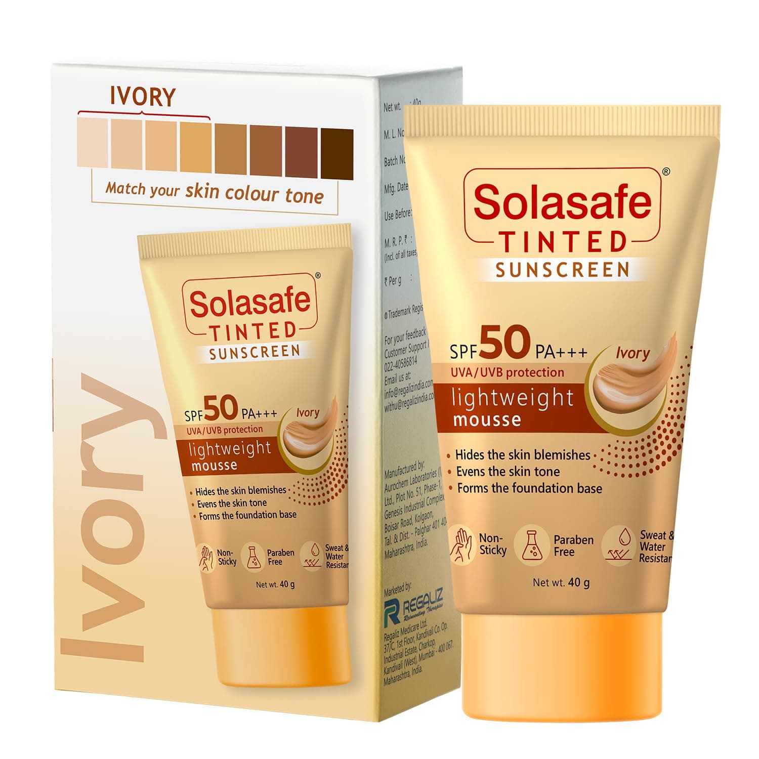 Tinted Ivory Sunscreen SPF 50 | Broad Spectrum Protection | Lightweight Formula | Suitable for All Skin Types |