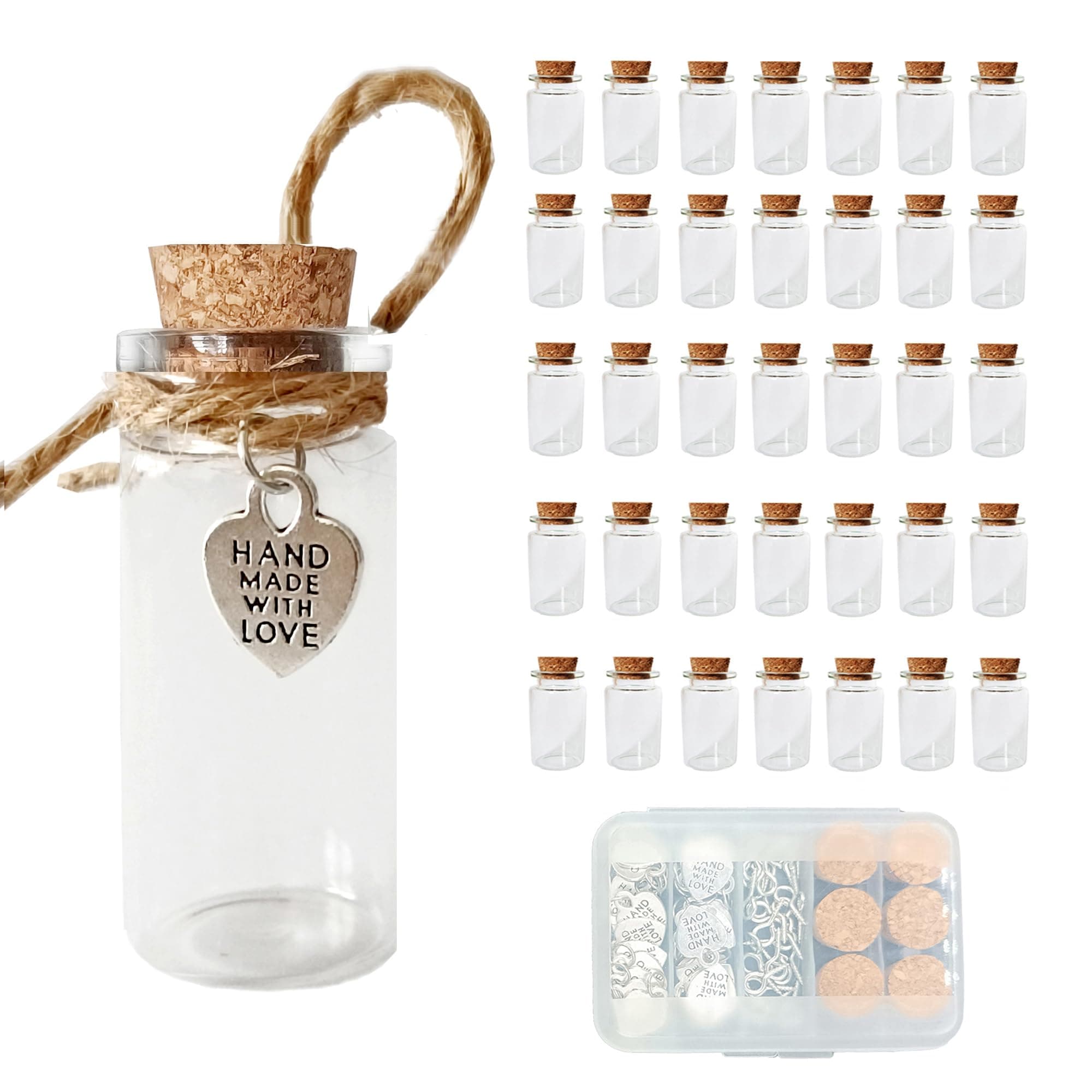 Mini Glass Bottles - 35 Pcs, 10 ml Each - Wishing Bottles Jars for Wedding Favours