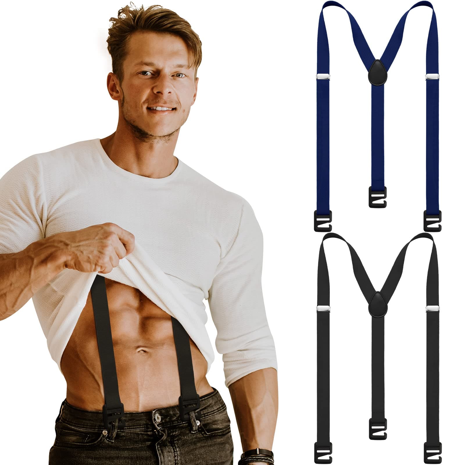 2 Pcs Hidden Suspenders for Men Heavy Duty Under Clothes Hiking Undergarment Suspender for Untucked Men Hiking Outdoor