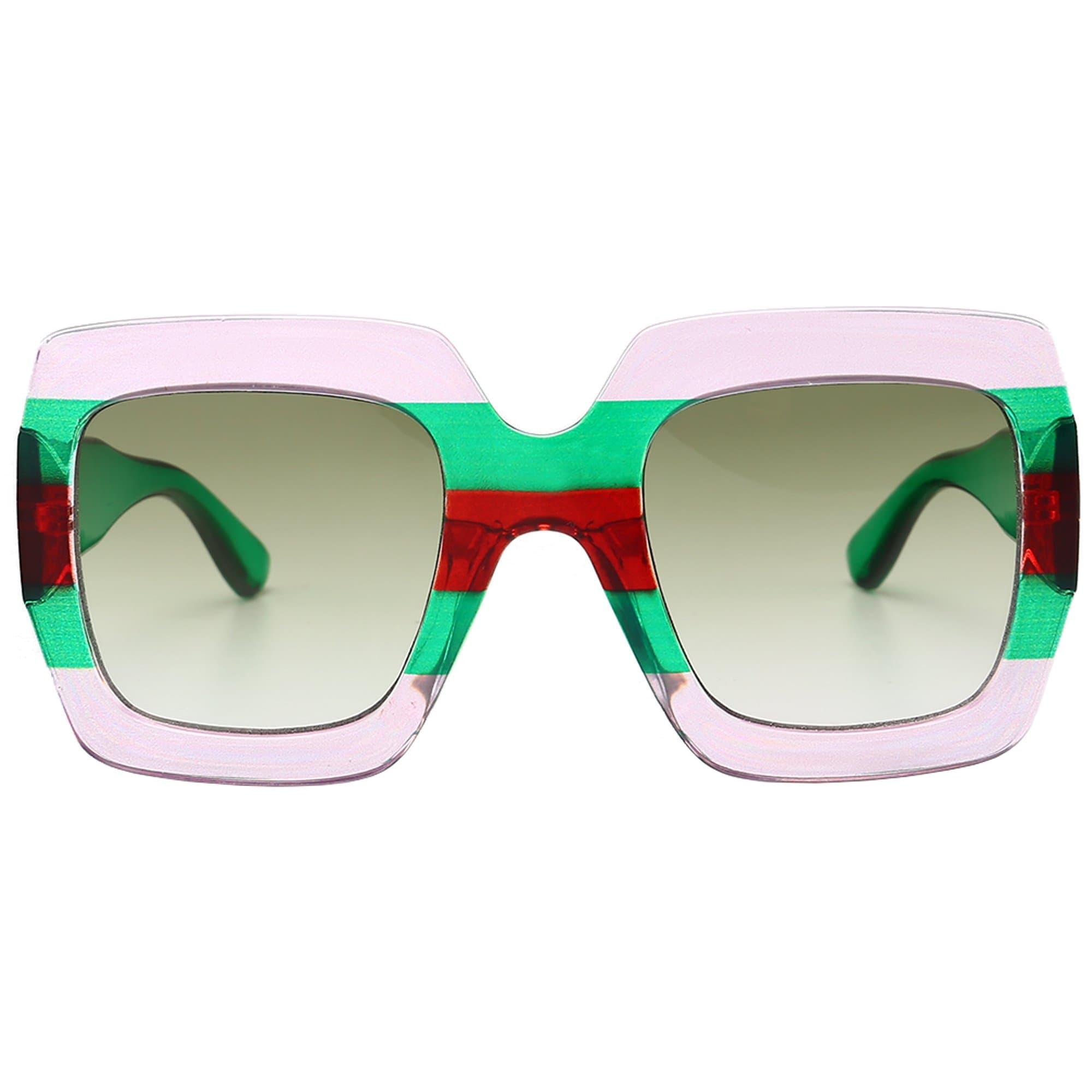 Gobiger Trendy Luxury Square Oversized Sunglasses for Women Brand Designer Shades (Gradient Green)