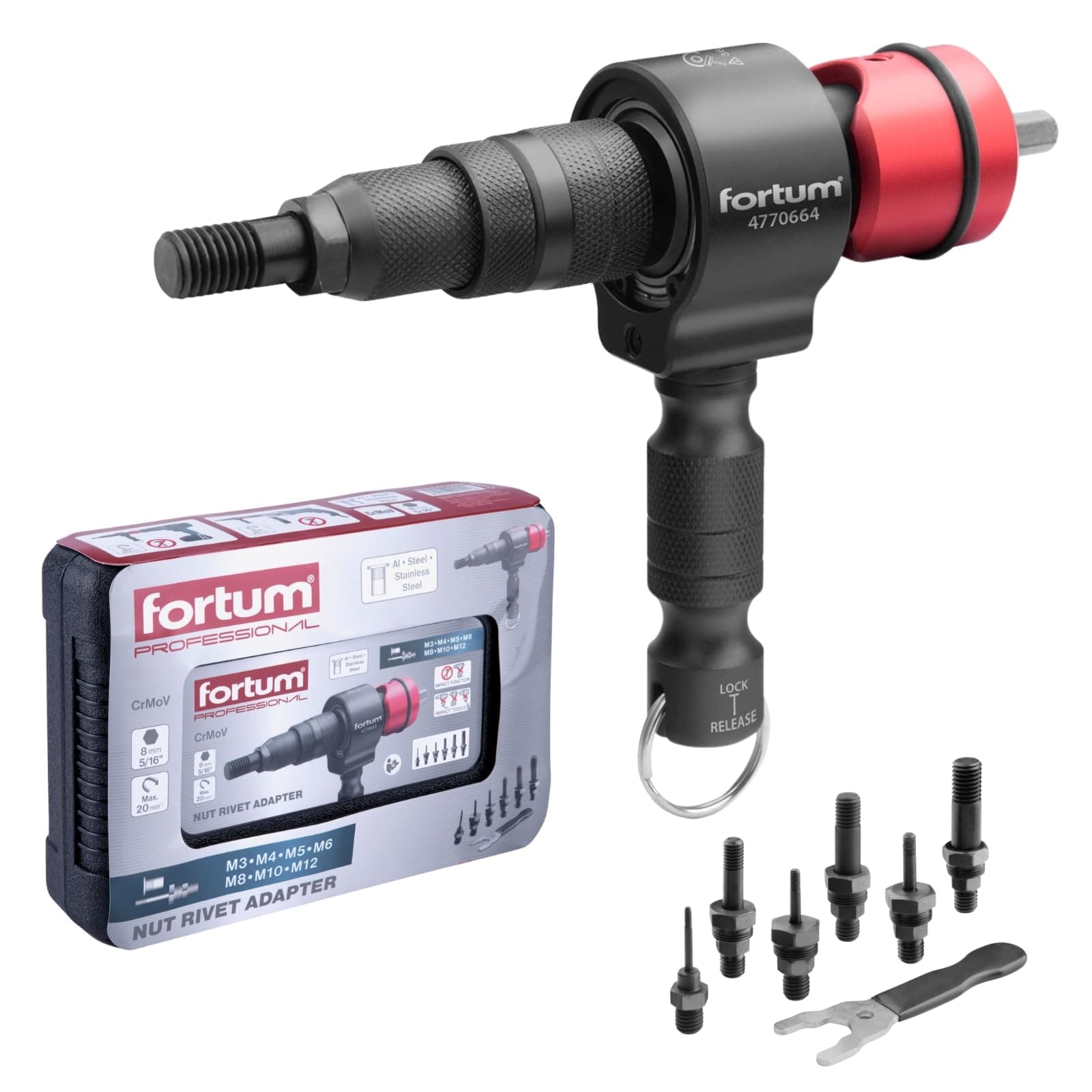 Rivet nut Attachment for Cordless Screwdriver & Drill I Riveter for Rivet Nuts Made of Aluminium, Steel & Stainless Steel I Blind Rivet Attachment for M3-M12 Nuts I Rivet Gun Adapter