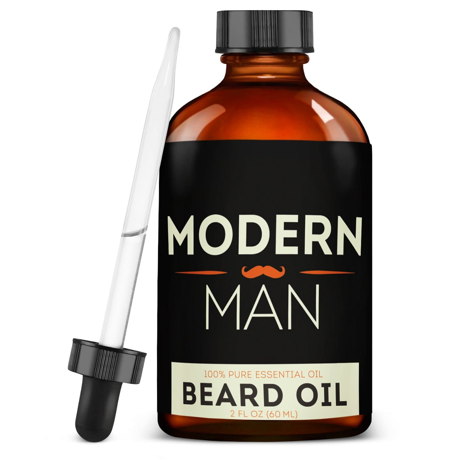 Modern Man Beard Oil and Leave-In Conditioner - 100 Percent Natural Pure Organic - For Beard, Mustache, Goatee and Skin Grooming - Unscented - 2 Ounces