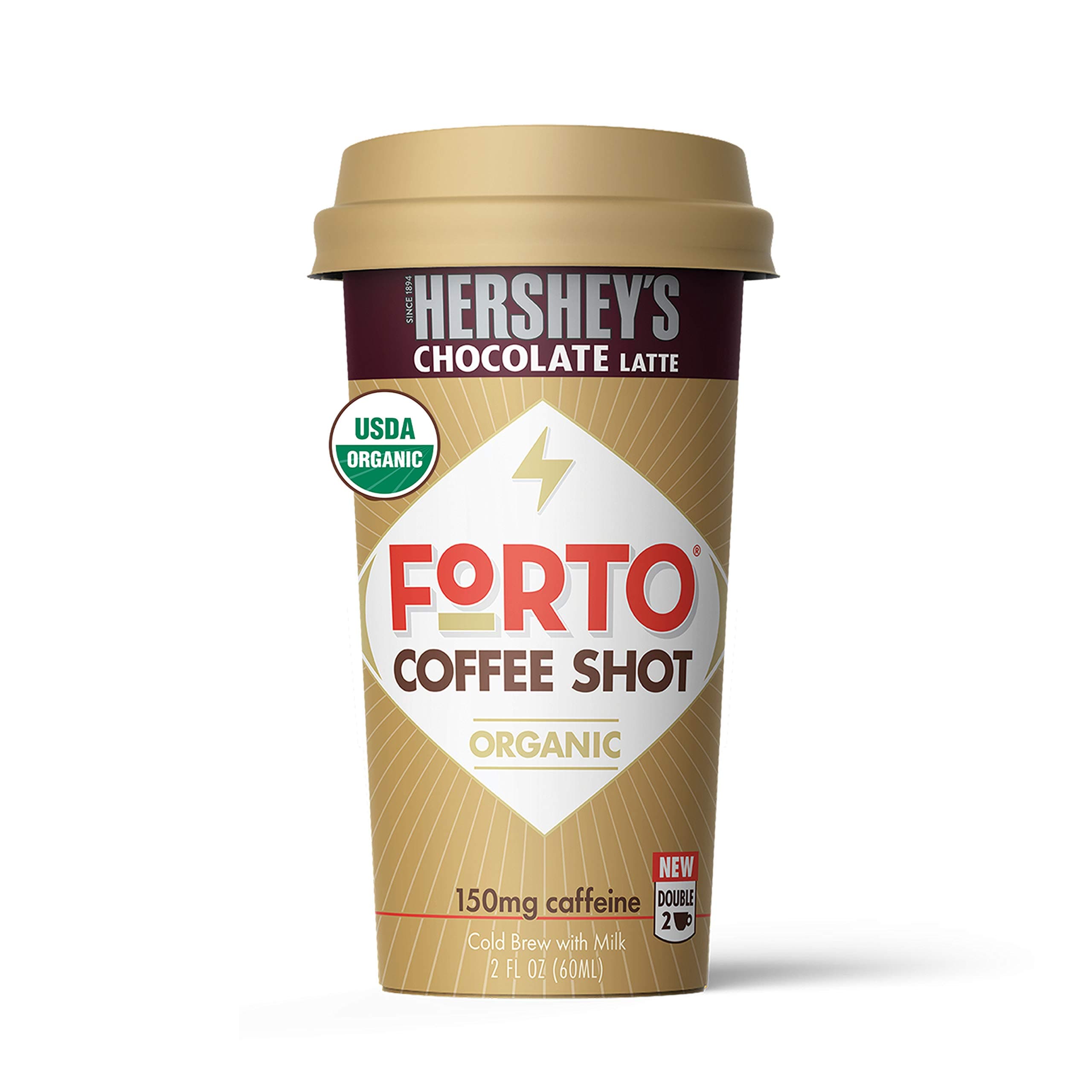 FORTO Coffee Shots, Hershey's Latte, Ready-to-Drink on the go, High Energy Cold Brew Coffee - Fast Coffee Energy Boost, Pack of 12